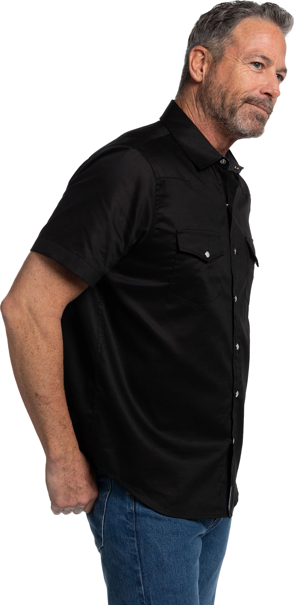Short Sleeve Pearl Snap shown in Black (Black)