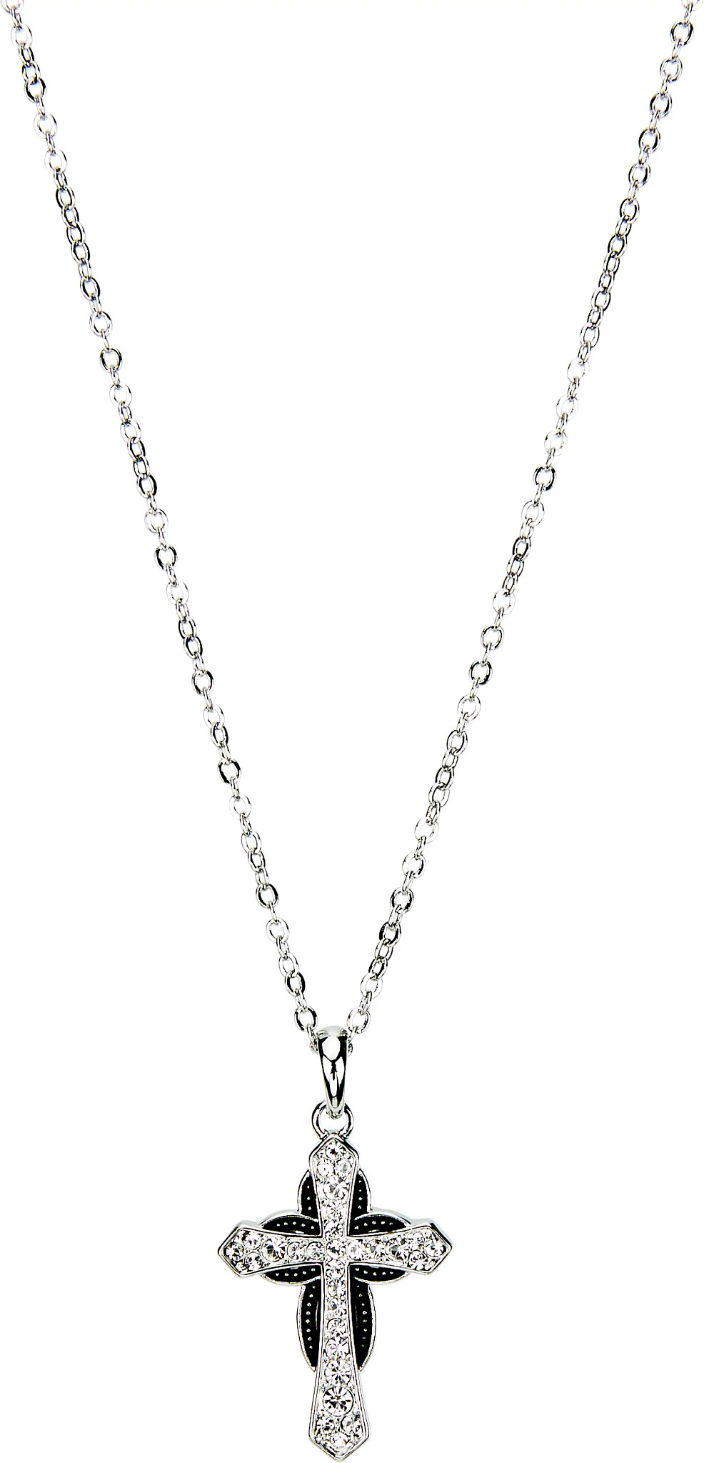 Justin Womens Cross Necklace se muestra en la Antique Silver (Gris)