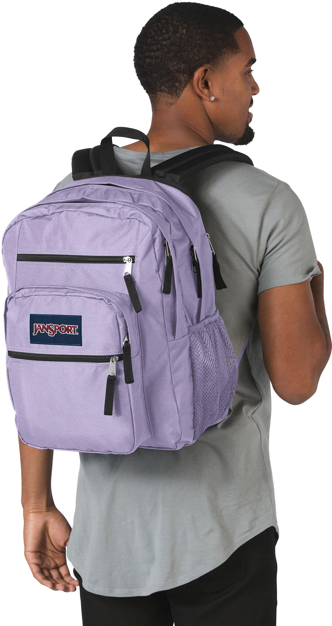 Unisex Jansport Big Student 2100ci Backpack shown on model 
