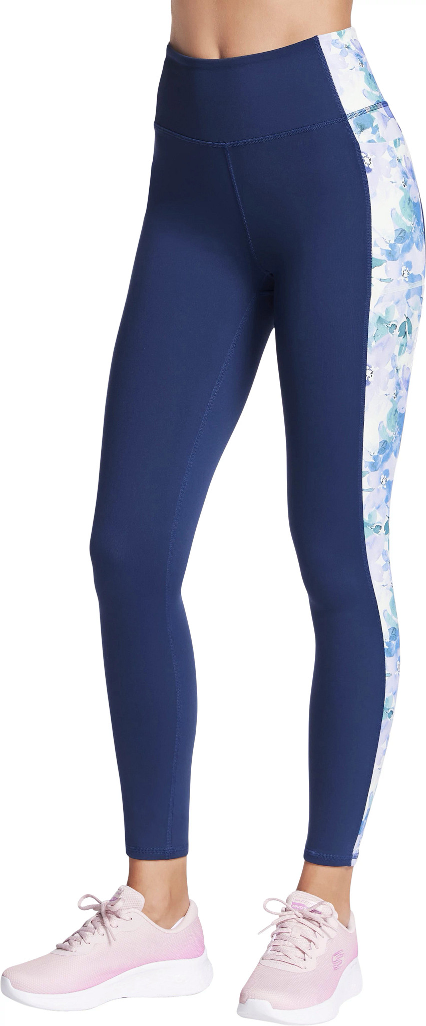 Women's Skechers Seascape Floral Leggings shown in Navy (Blue)
