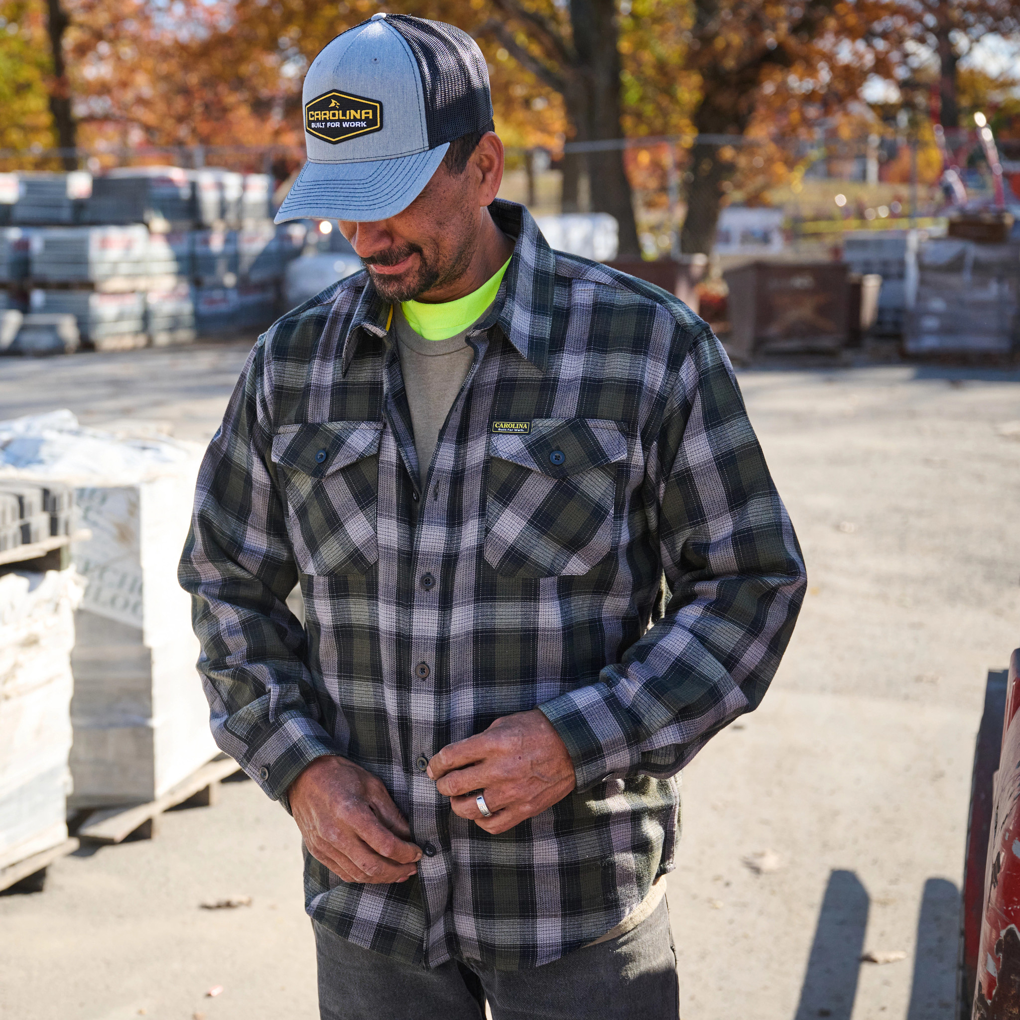Woven Flannel Shirt shown on model 