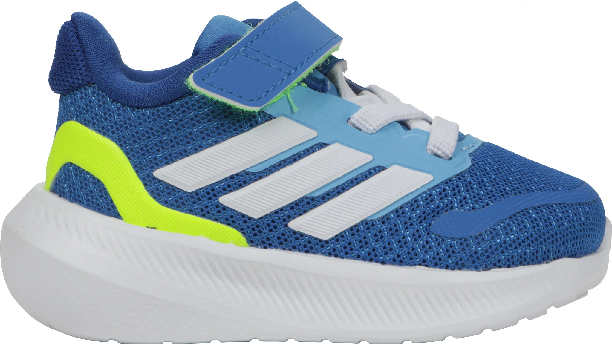 Toddler Boy's Adidas Run Falcon shown in Royal/White/Lime (Blue)