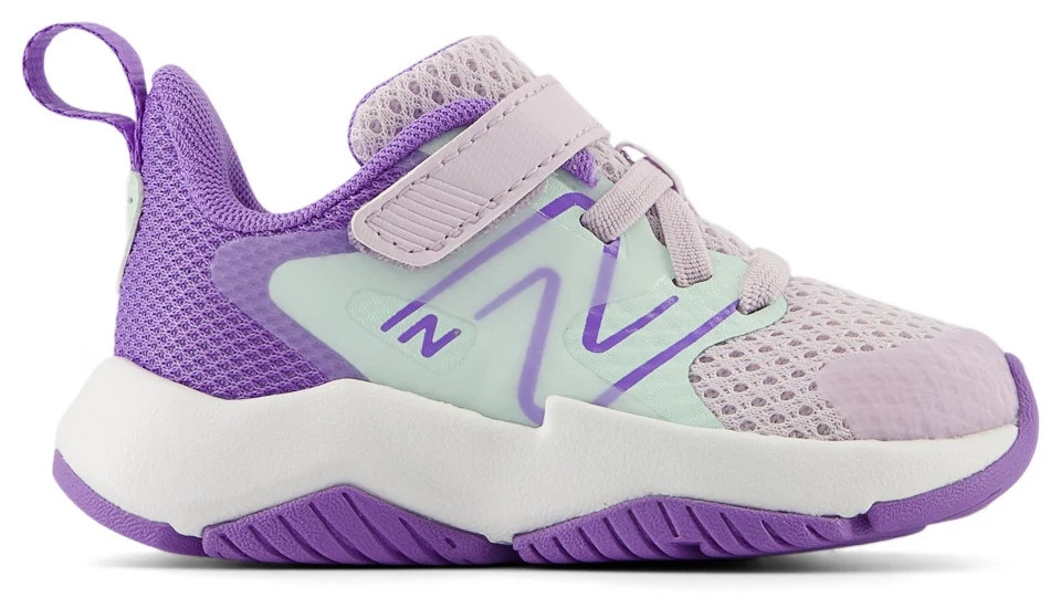 Toddler Girl's New Balance Rave Run V2 Bungee Lace shown in Taro/Cosmic Jade (Purple)