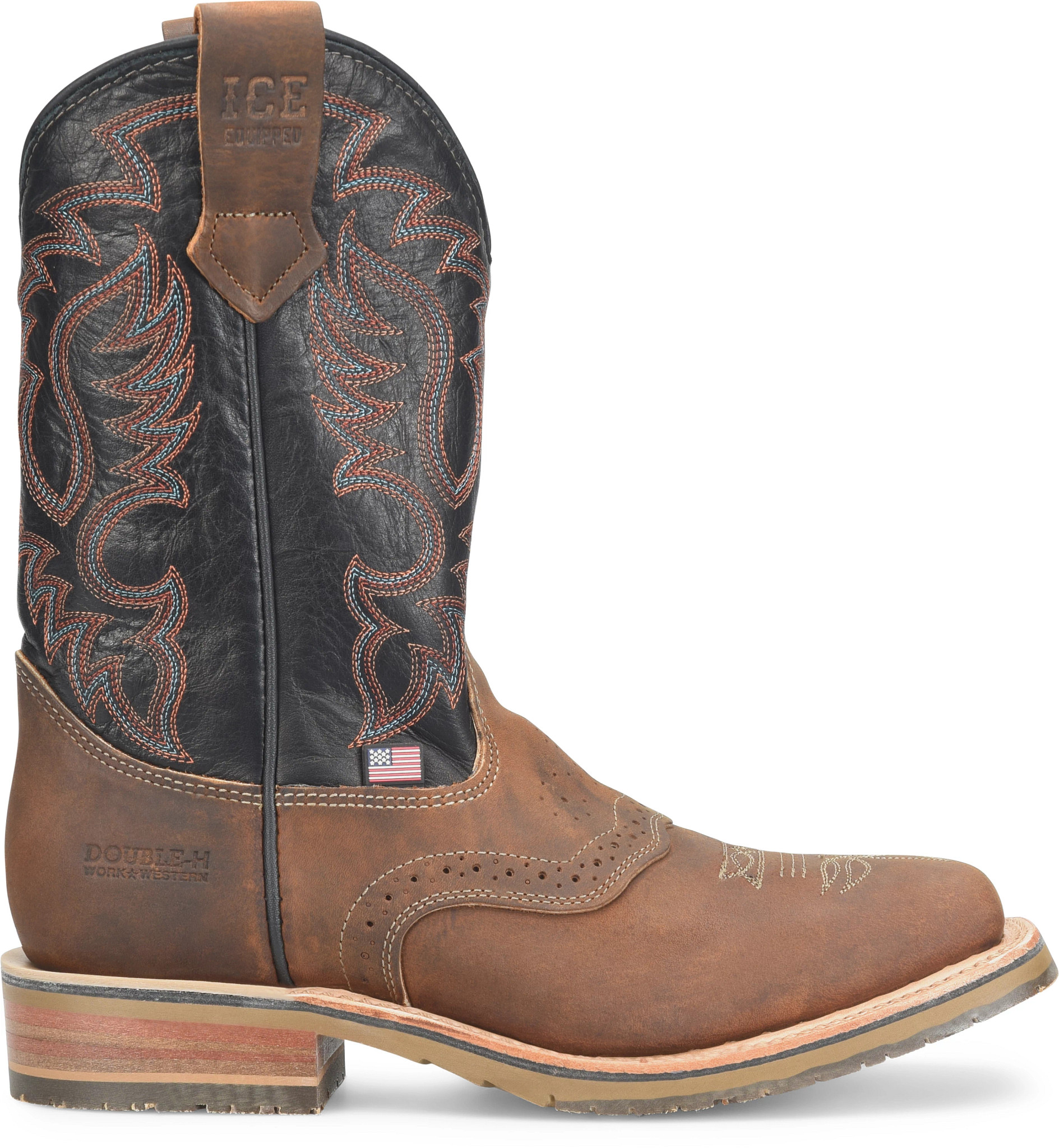 Men's Double-H 11 Inch Union Built Crockett shown in Ginger/Black (Multicolor)