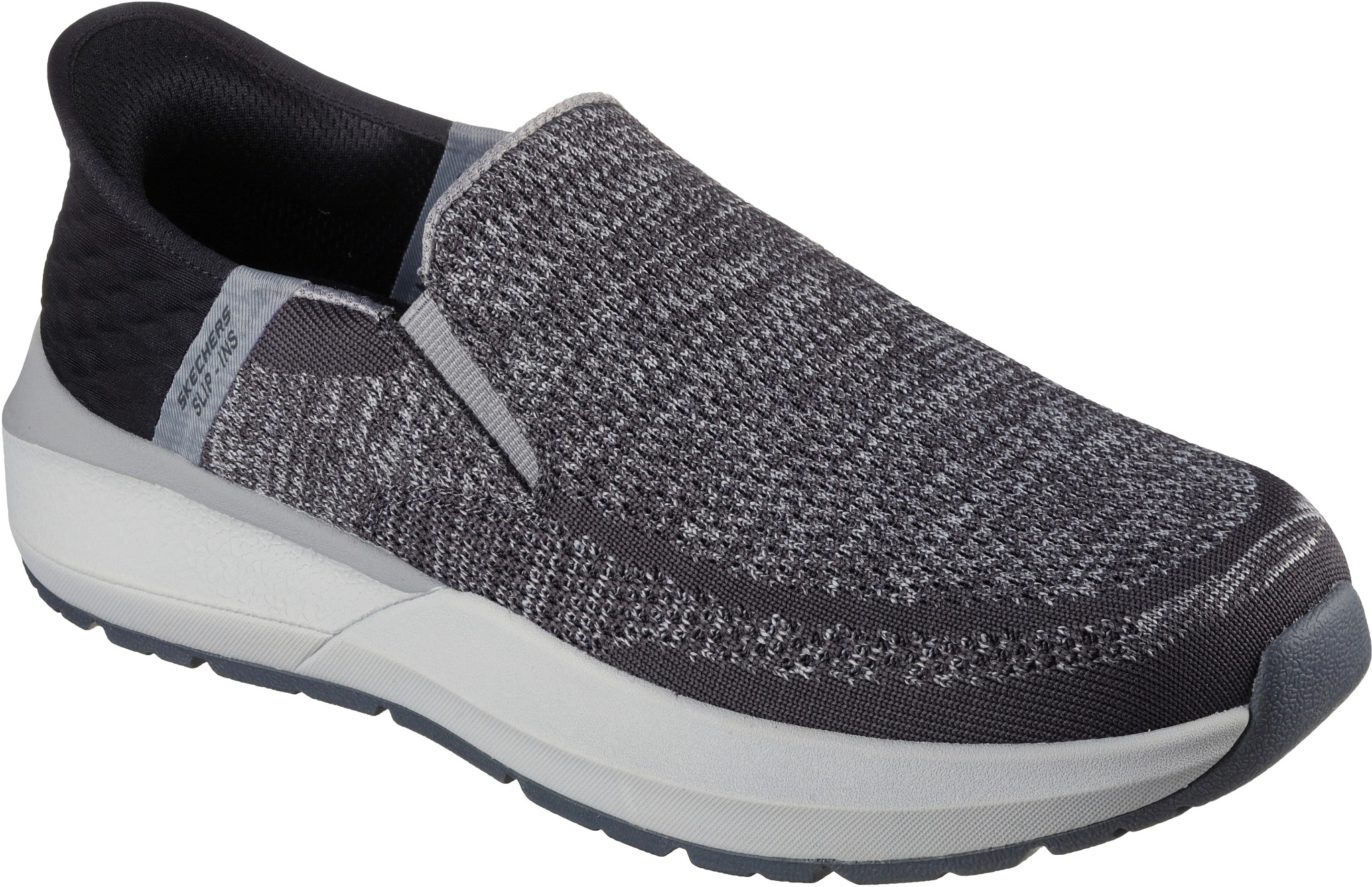 Skechers Men's Neville-Rovelo Slip-in Sneaker, Charcoal/Light Gray, 7 Wide