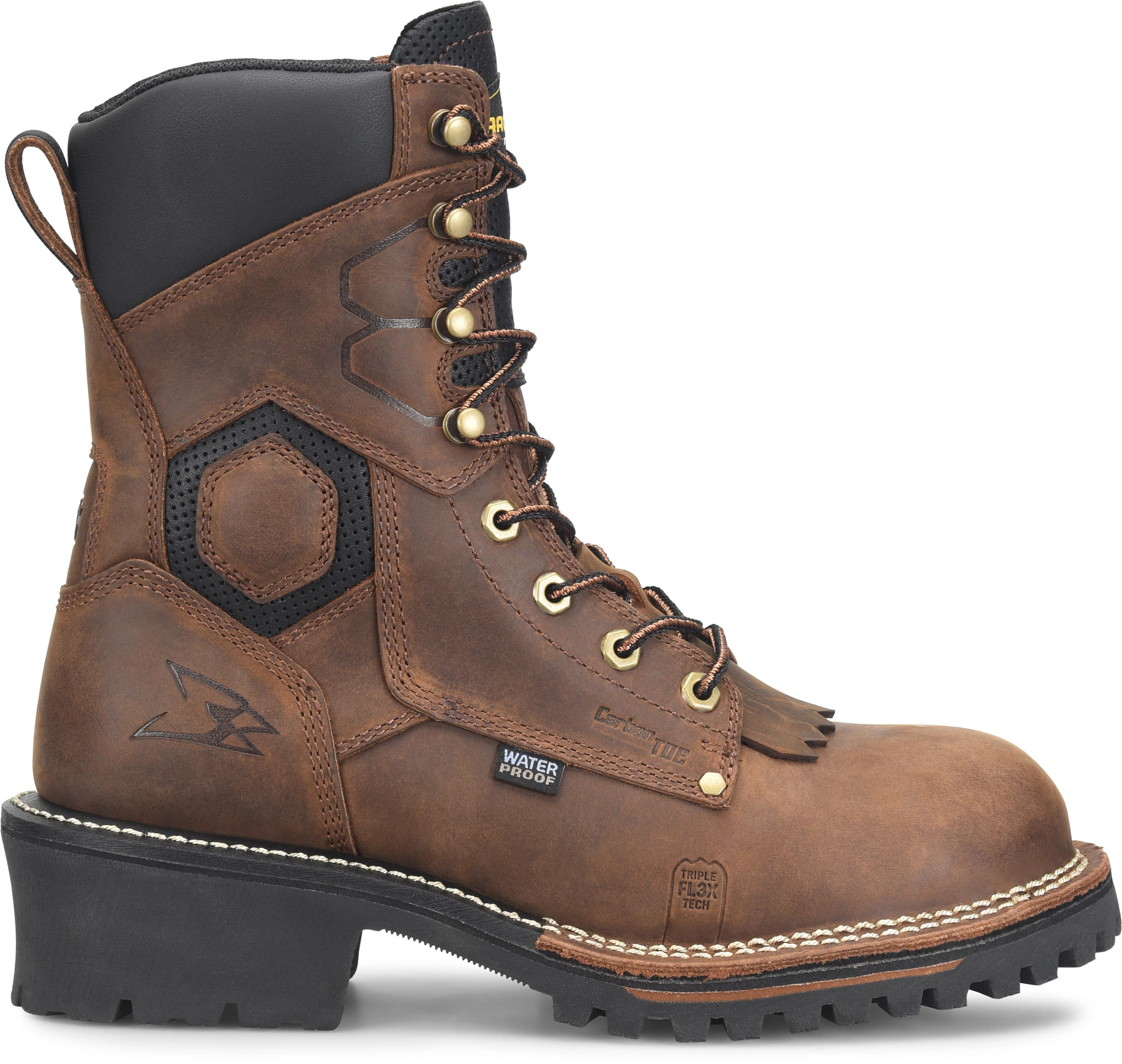 Men's Carolina 8 Inch Waterproof Composite Toe Eh Pitstop Logger shown in Brown (Brown)