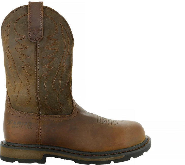 Men's Ariat 10 Inch Steel Toe Groundbreaker Wellington shown in Brown (Brown)