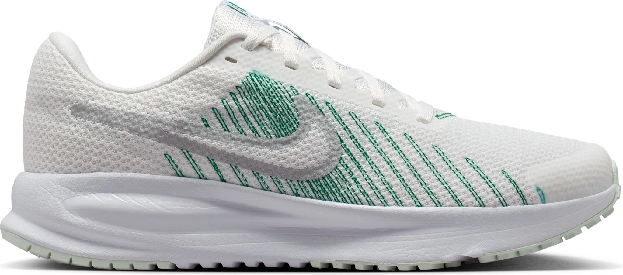 Women's Nike Run Defy Runner shown in White/Metallic Silver (White)