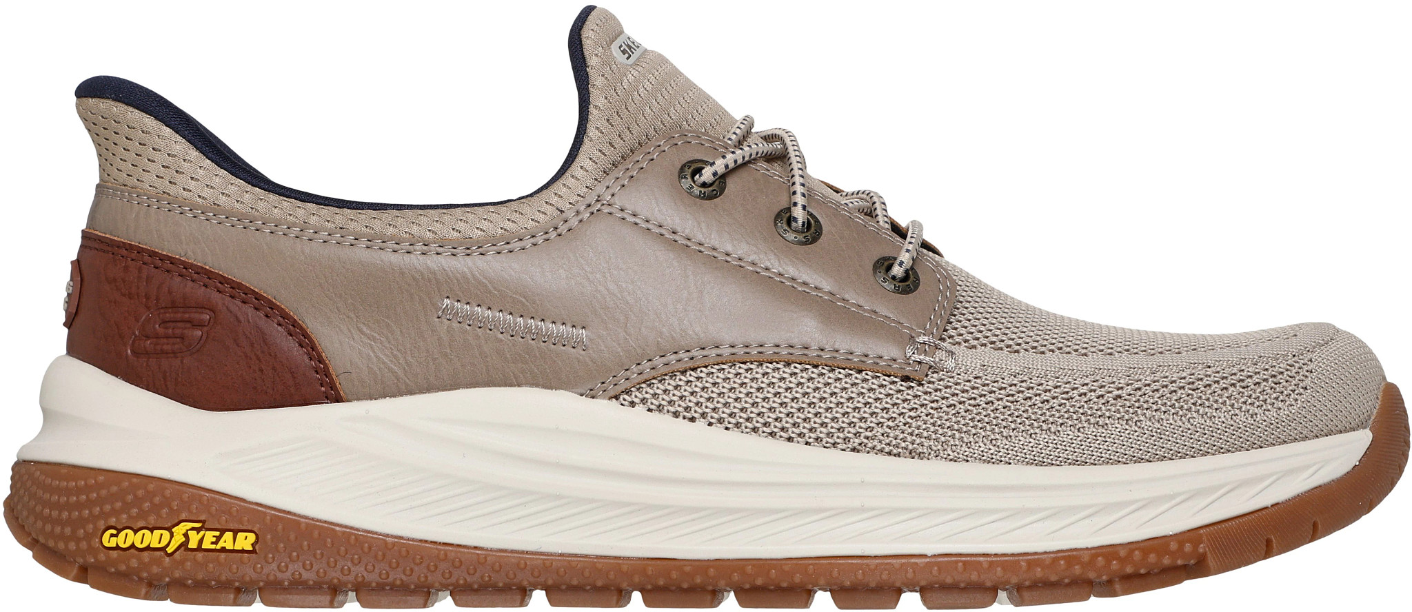 Men's Skechers Slip-Ins Meroe Alden shown in Taupe (Brown)