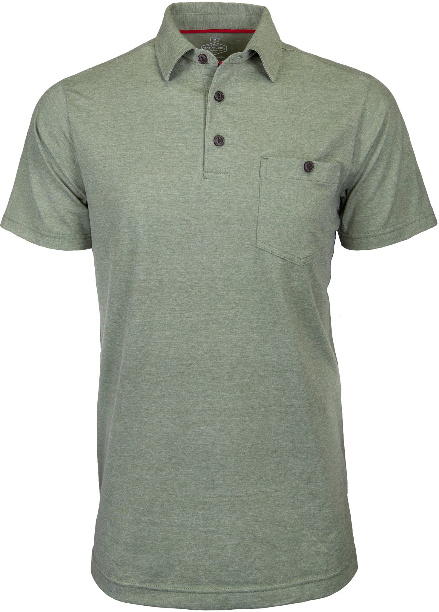 Men's Canyon Guide Birch Short Sleeve Polo shown in Aloe Heather (Green)