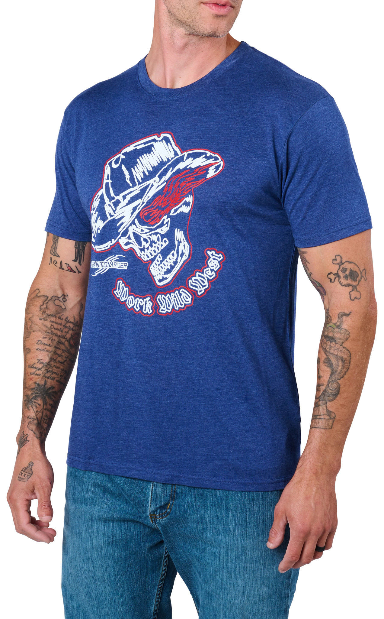 Phantom Rider Skull Tee shown in Blue (Blue)