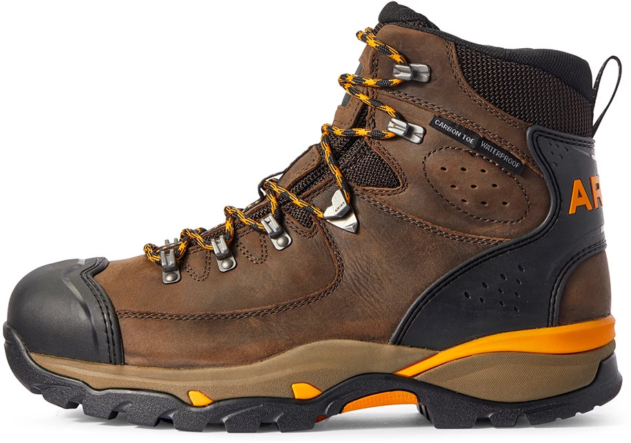 Men's Ariat 6 Inch Carbon Composite Toe Waterproof Eh Endeavor H2o Hiker shown in Brown (Brown)