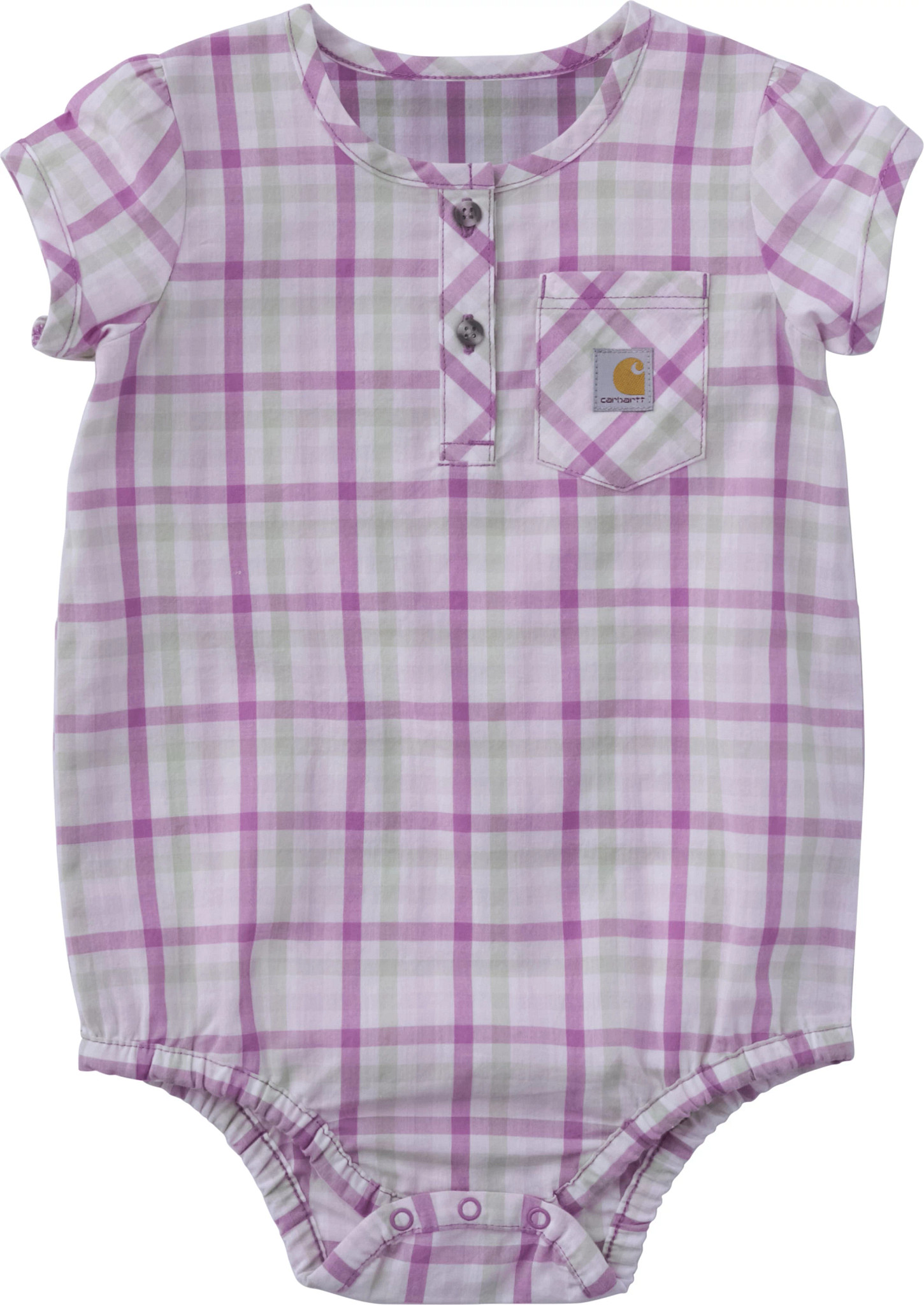 Infant's Girls Carhartt Short Sleeve Onesie shown in Bodacious (Purple)