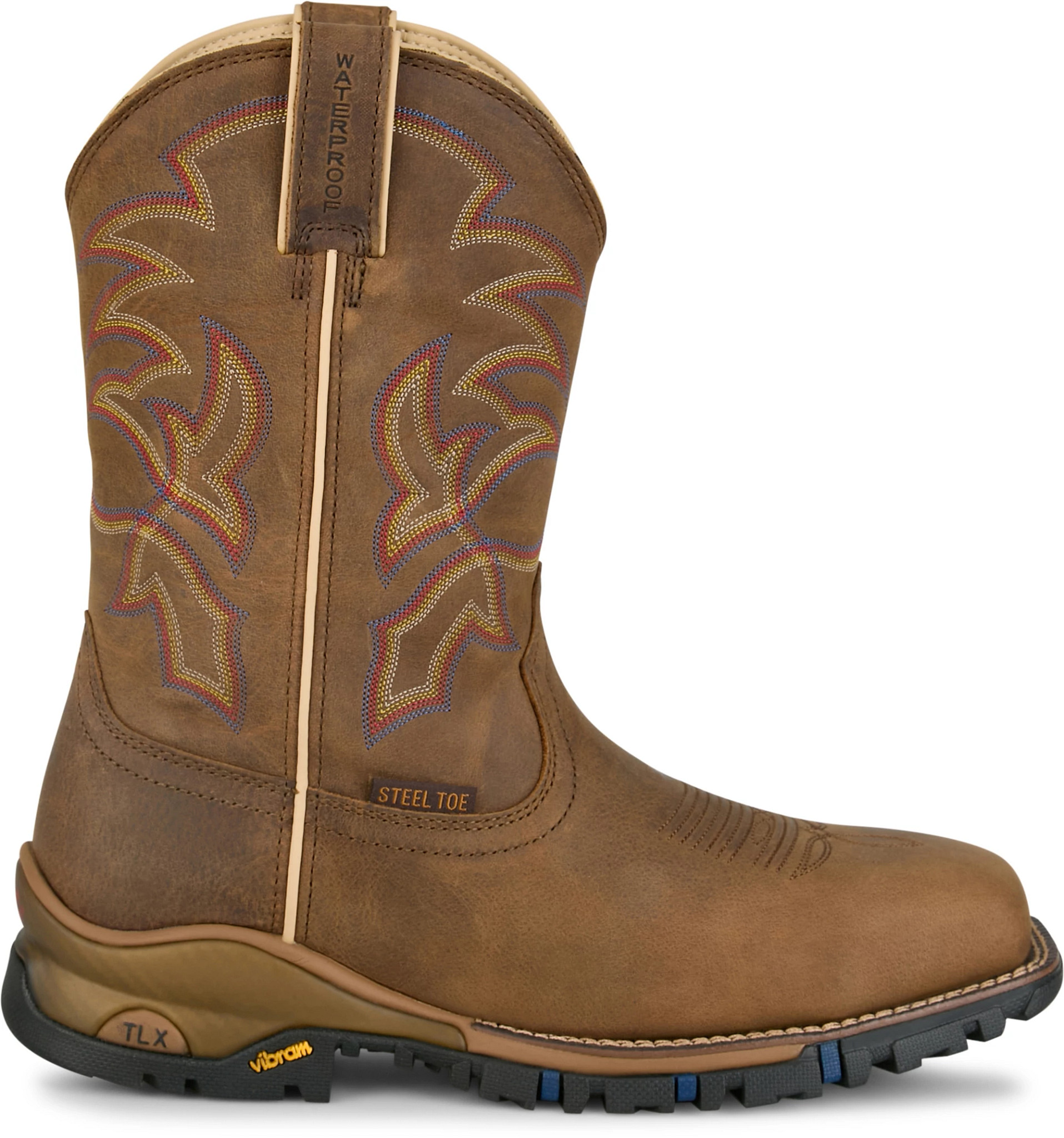 Men's Tony Lama Roustabout 11" Steel Toe Waterproof Work Boot shown in Tan (Tan)