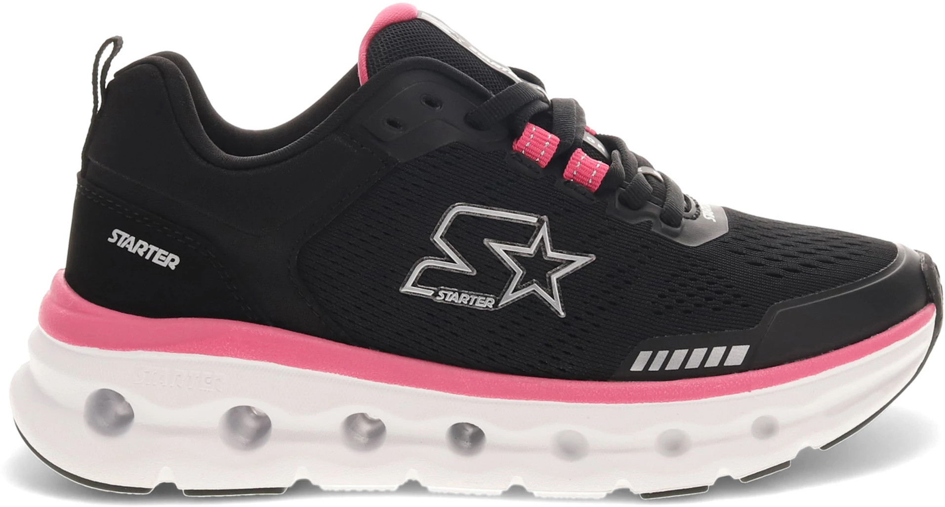 Girl's Starter Bolt Runner shown in Black/Fuchsia (Black)