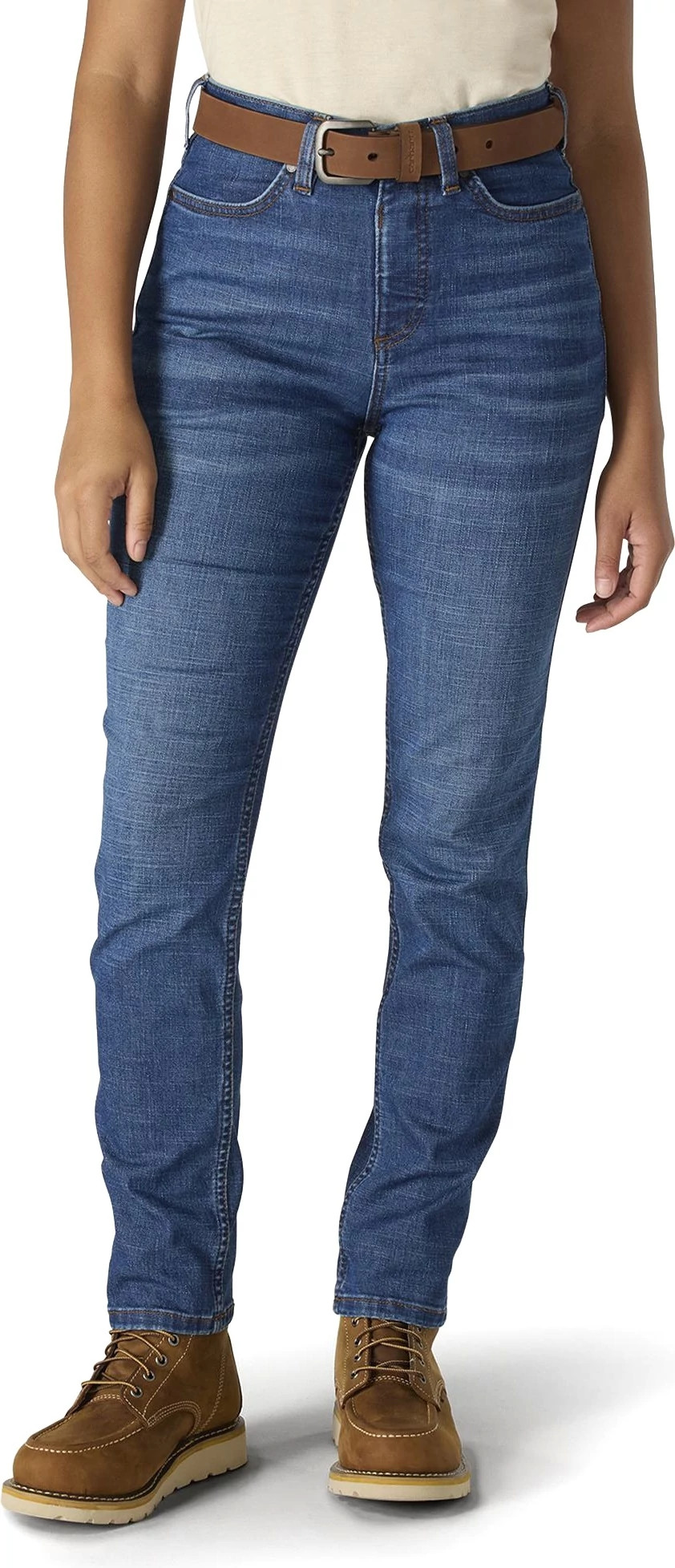 Women's Carhartt Mason Pull On High Rise Slim Leg Denim shown in Denim Grotto (Blue)