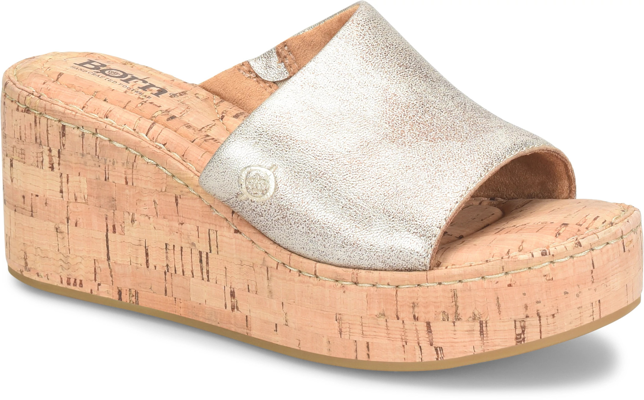 Shoes Outlet Born Cork Wedge Sandals CHLOE Beige Leather CORK