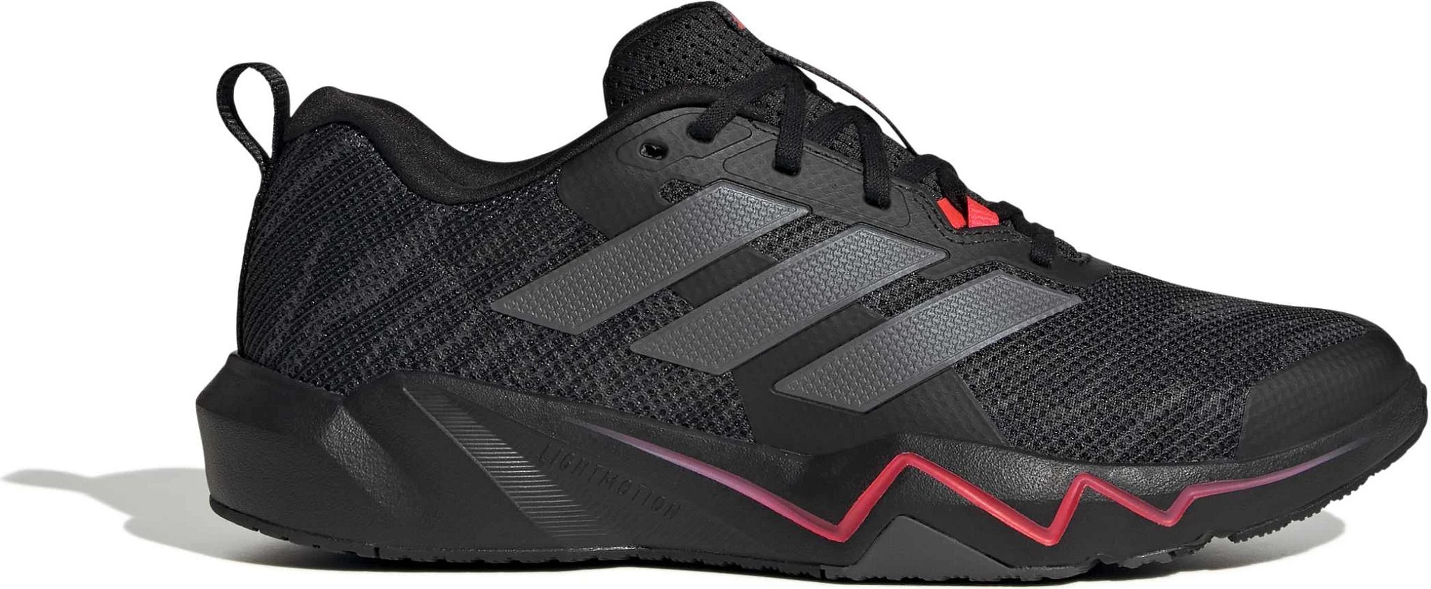 Men's Adidas Rapidmove Go Runner shown in Black Gray Red (Black)
