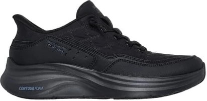 Women's Skechers Slip-Ins Slip Resistant Cozy Fit shown in Black (Black)
