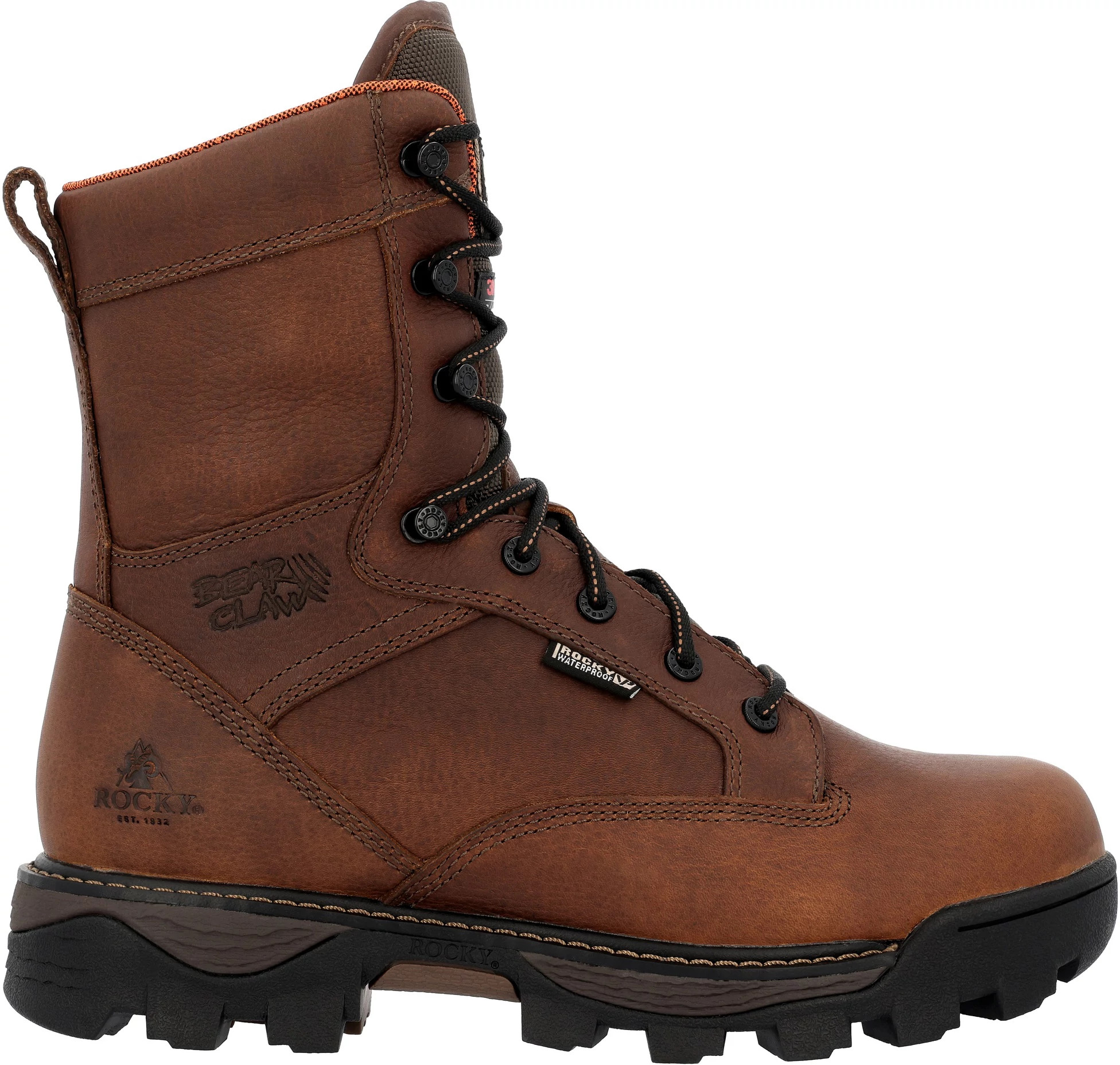 Men's Rocky Waterproof 400 Gram Bearclaw Hunting Boot shown in Brown (Brown)