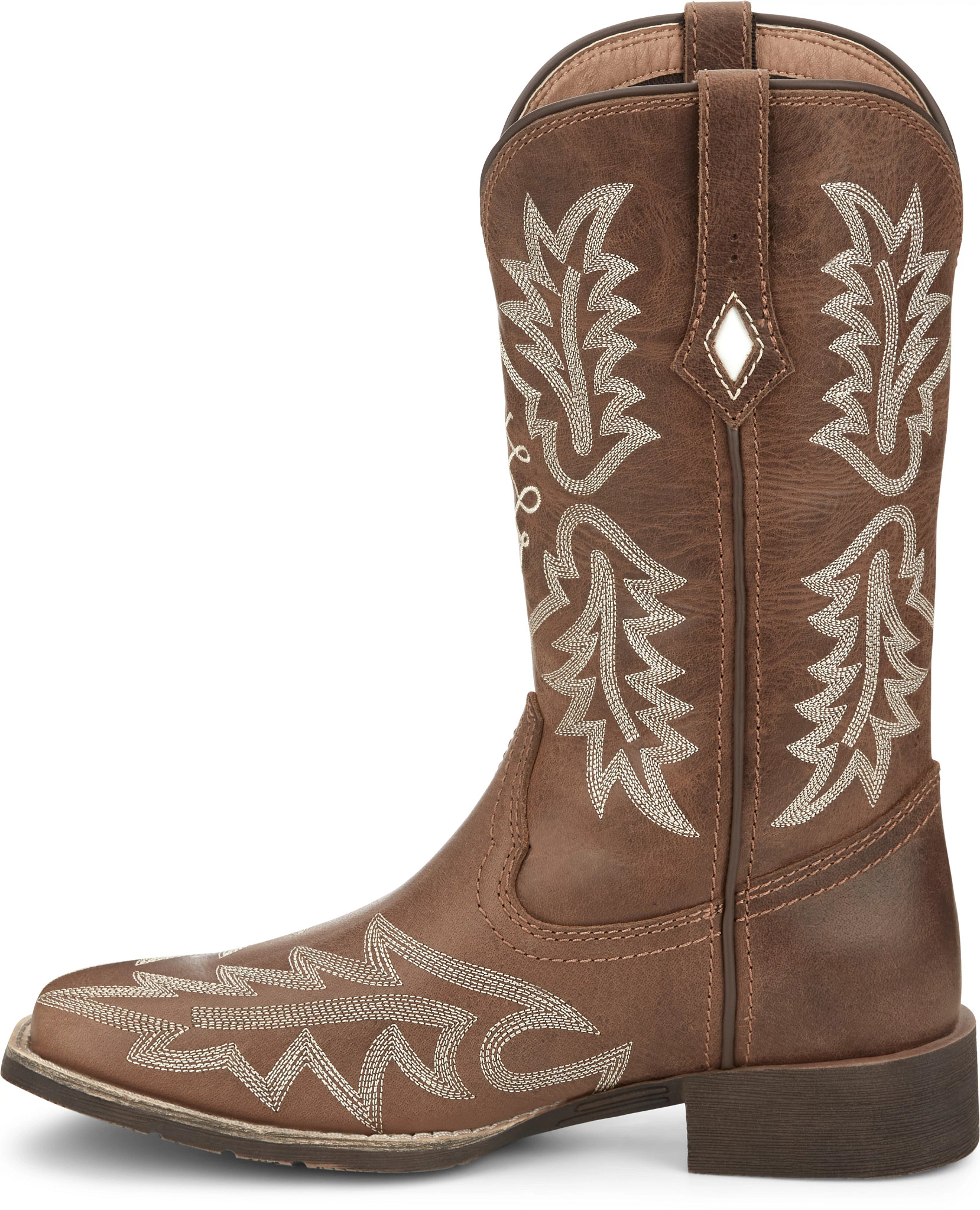 Justin Men's Carsen Western Boot - Camel Cowhide Leather, 12" Shaft, Square Toe, Removable Insole - View #8