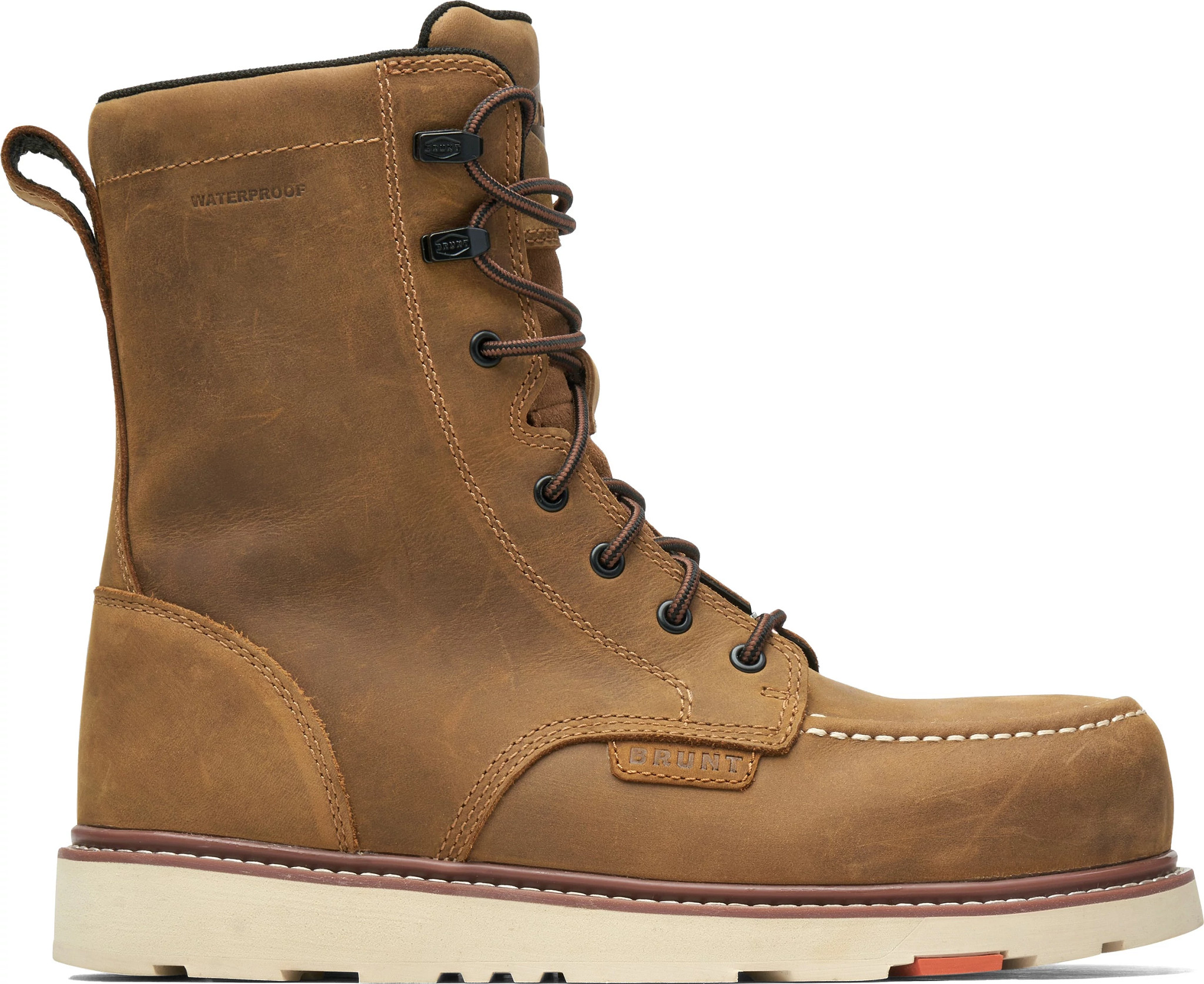 Men's Brunt Workwear 8 Inch Marin Waterproof Soft Toe shown in Brown (Brown)
