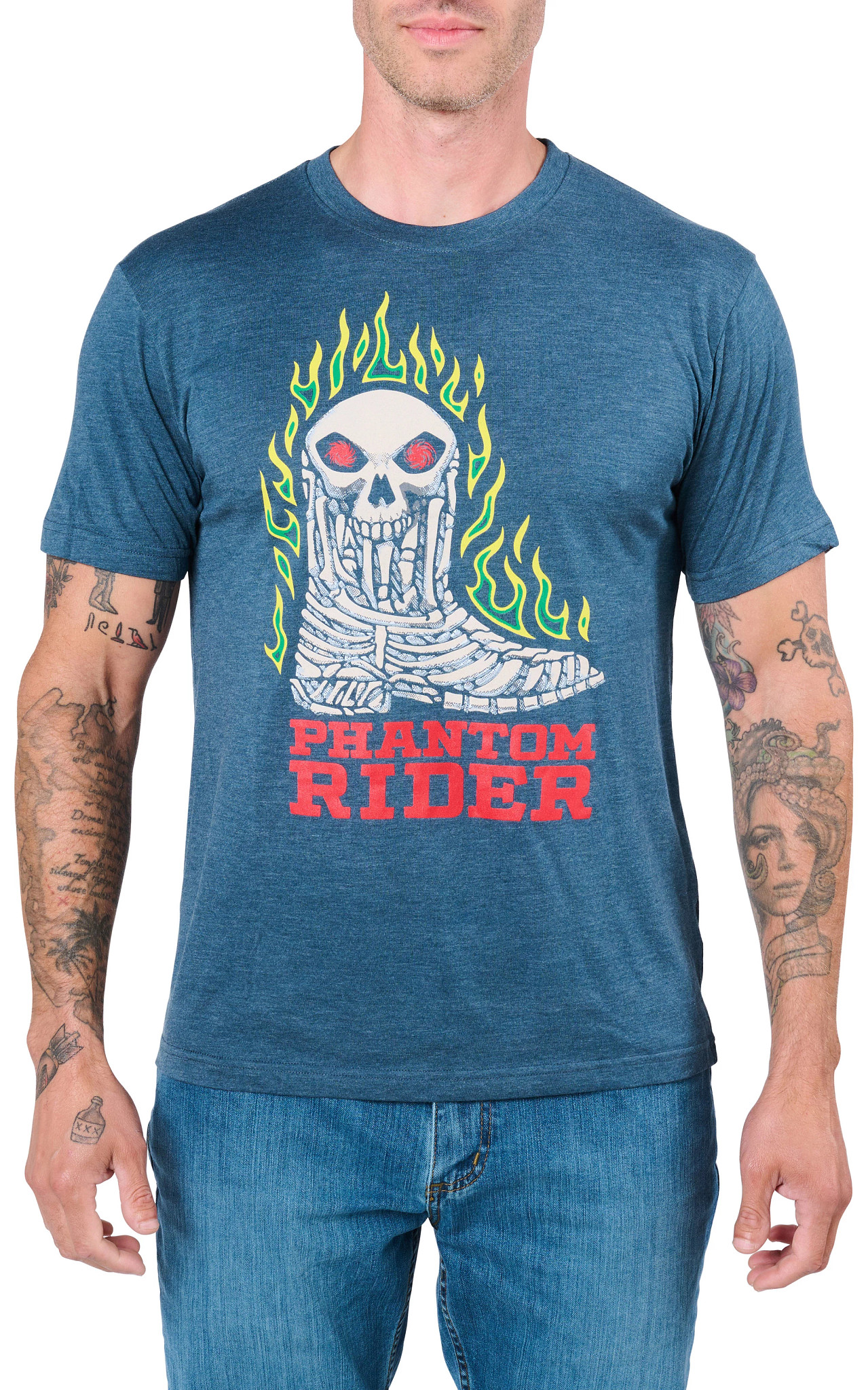 Men's Double H Phantom Rider Sharp Shooter T-Shirt shown in Navy (Blue)