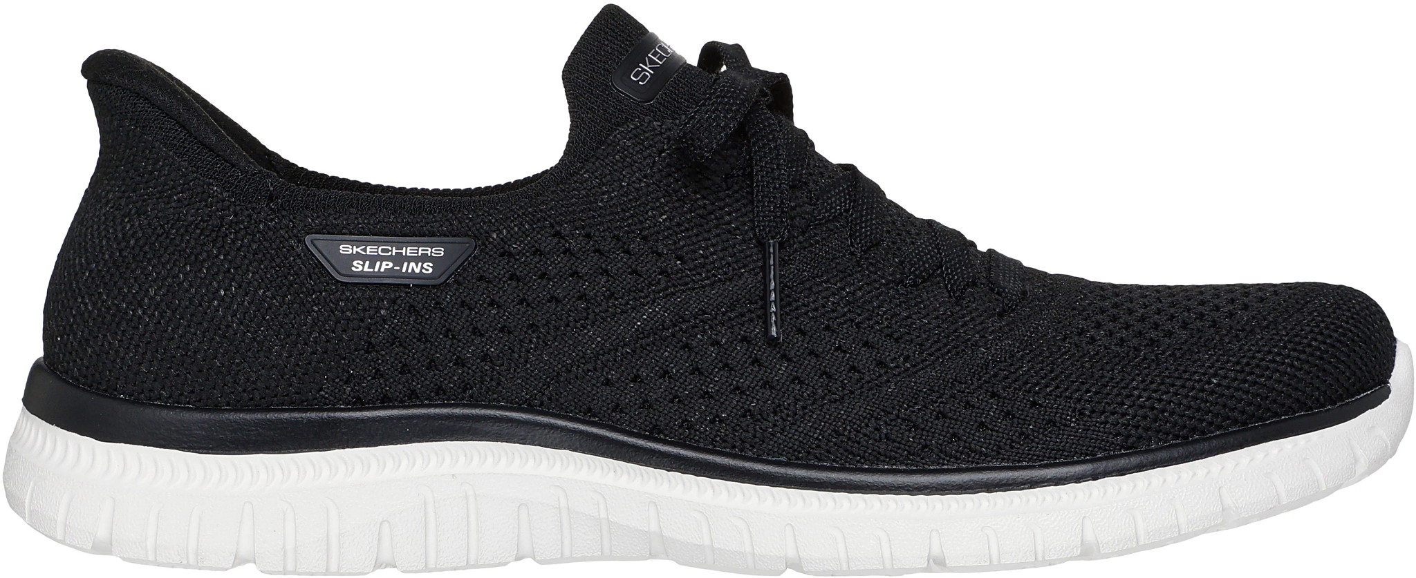 Women's Skechers Slip-Ins Virtue shown in Black/White (Black)