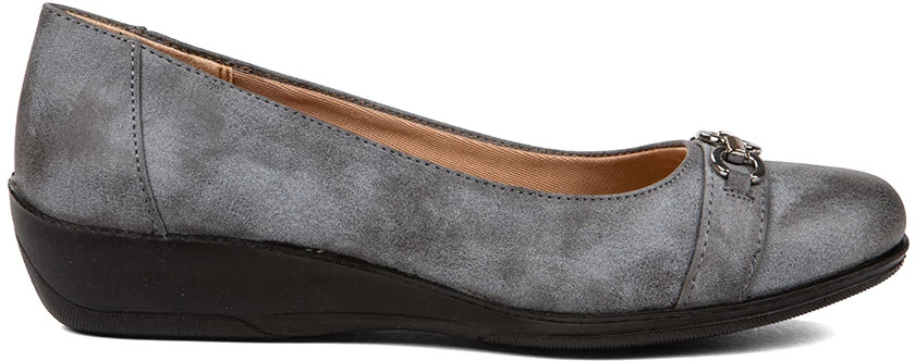 women's grey dress shoes Swoop Leather Ballet Slipper | Silver | Size 8.5