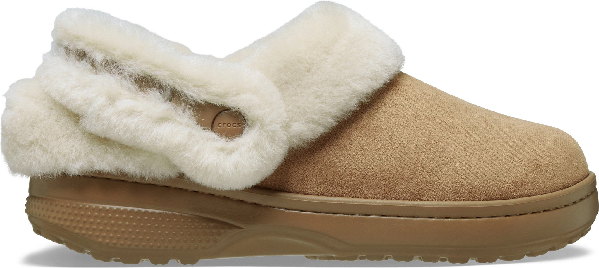 Women's Crocs Classic Unfurgettable Suedette Clog shown in Sepia (Brown)