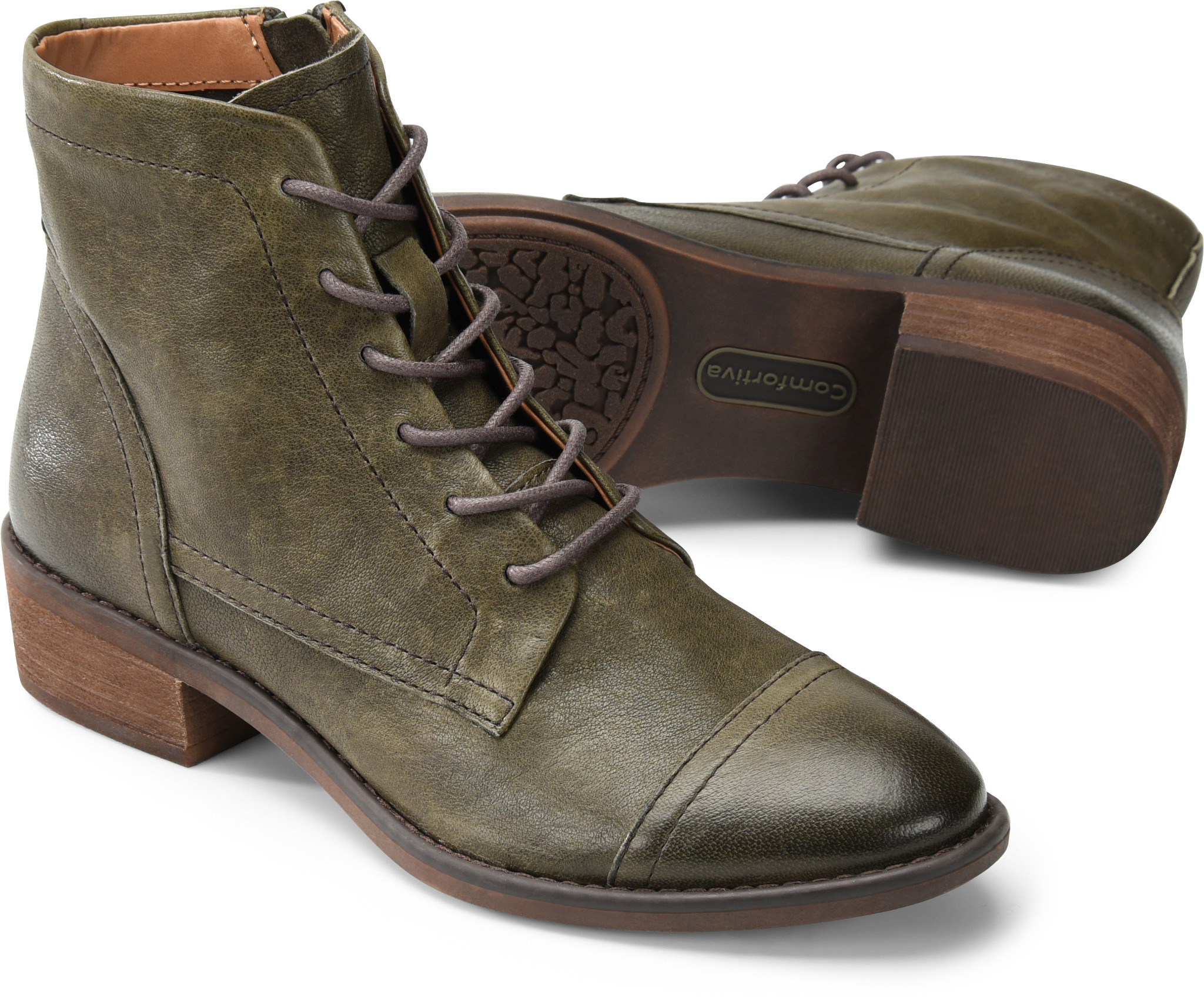 Strap up outlet booties olive