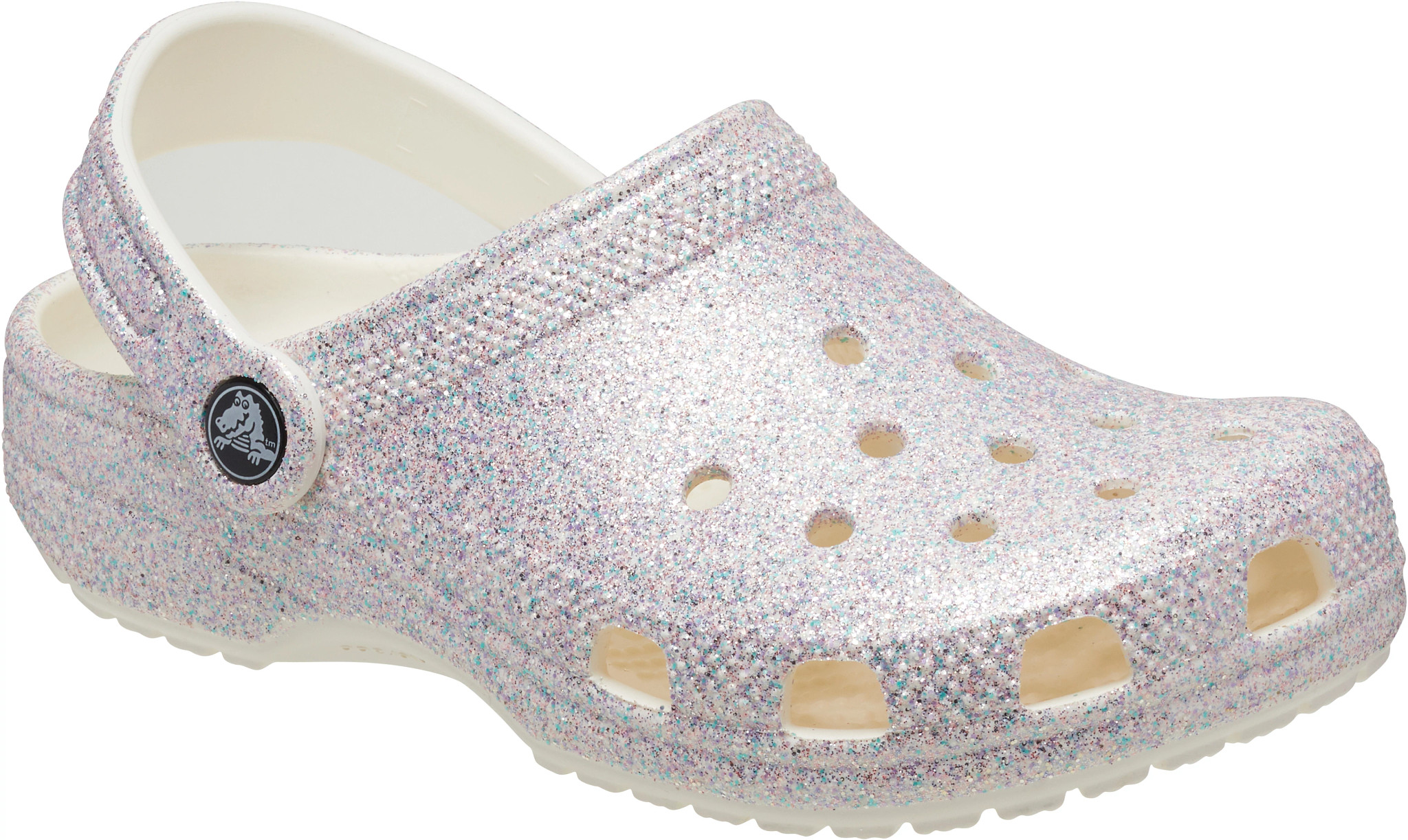 Crocs Glitter Clog 206993-1DG Slip-On White Rainbow Girls Size 4 outlet NEW WITH TAGS!