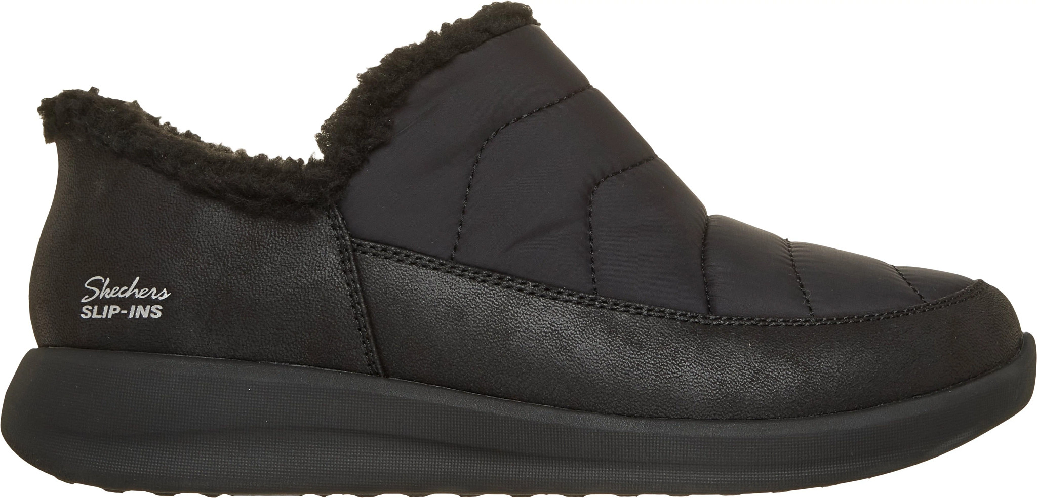 Women's Skechers Slip-Ins Cozy Escape Snowpuff shown in Black (Black)