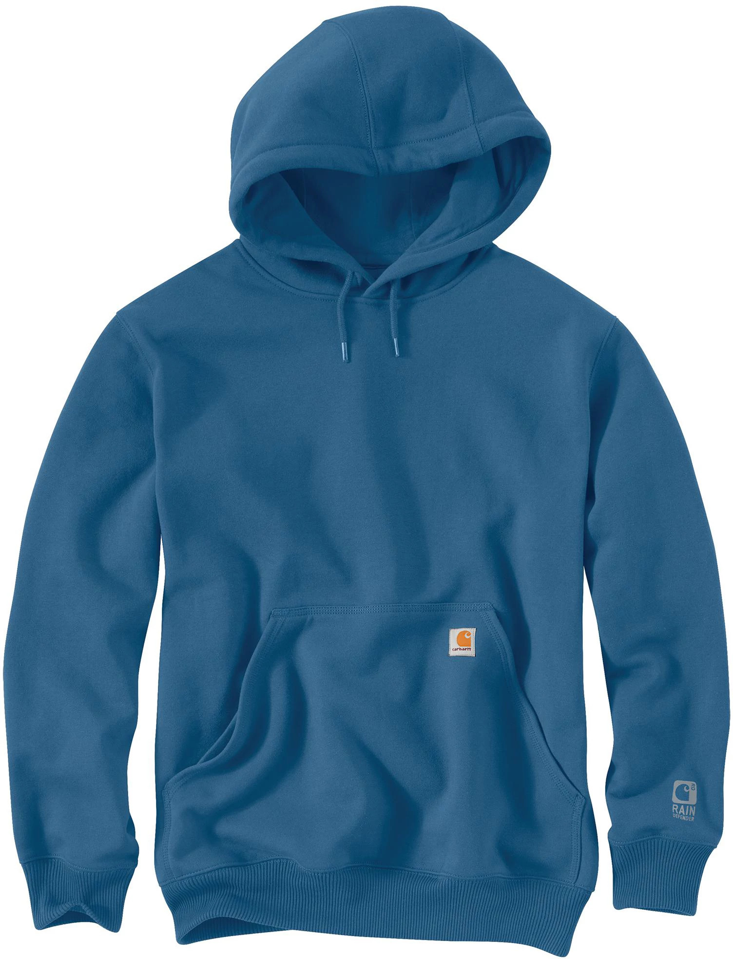 Men's Carhartt Rain Defender Loose Fit Heavyweight Hoodie shown in Dark Horizon Blue (Blue)