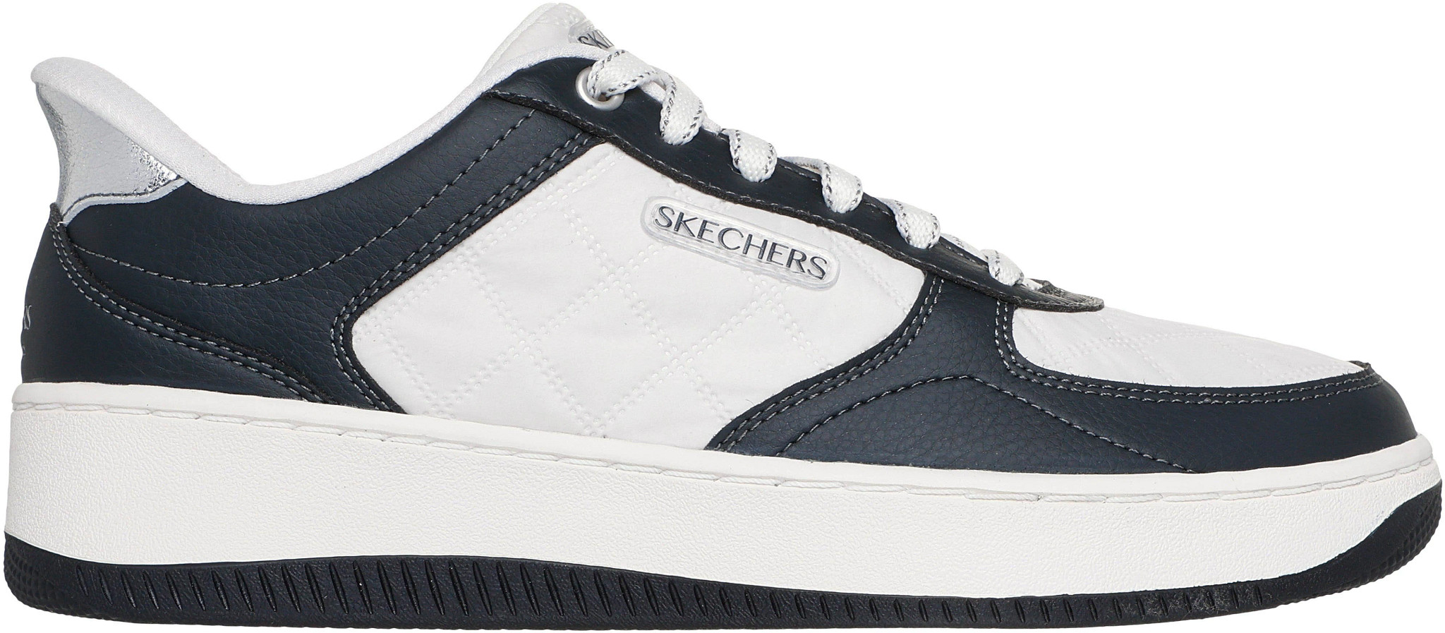 Women's Skechers Slip-Ins Sport Court 2.0 Daily Journey shown in White/Black (White)