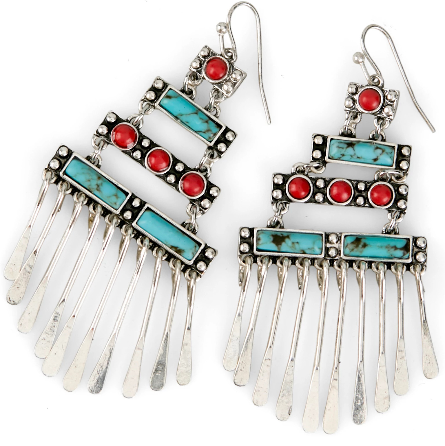 Justin Women's Oval Pendant Earrings se muestra en la Silver (Multicolor)