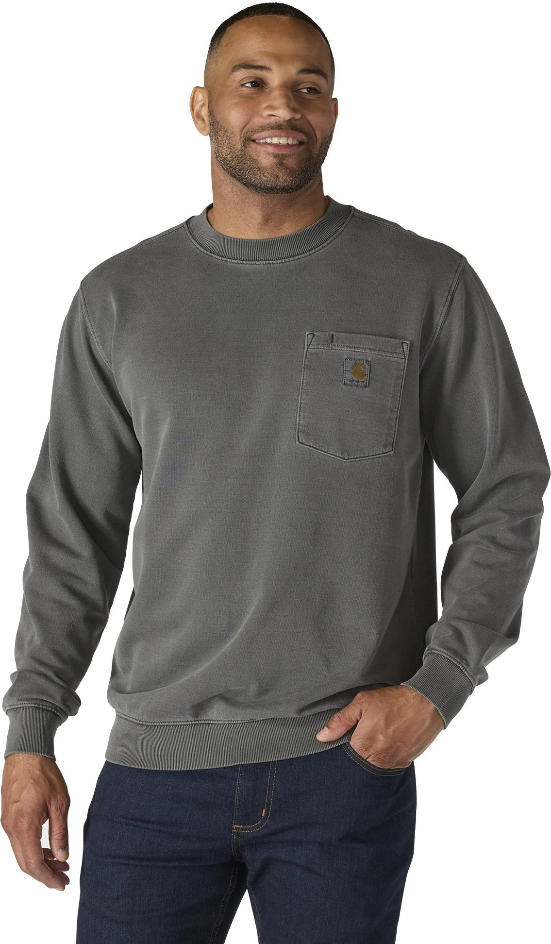 Men's Carhartt Durham Garment Dyed Crewneck shown in Shadow (Grey)