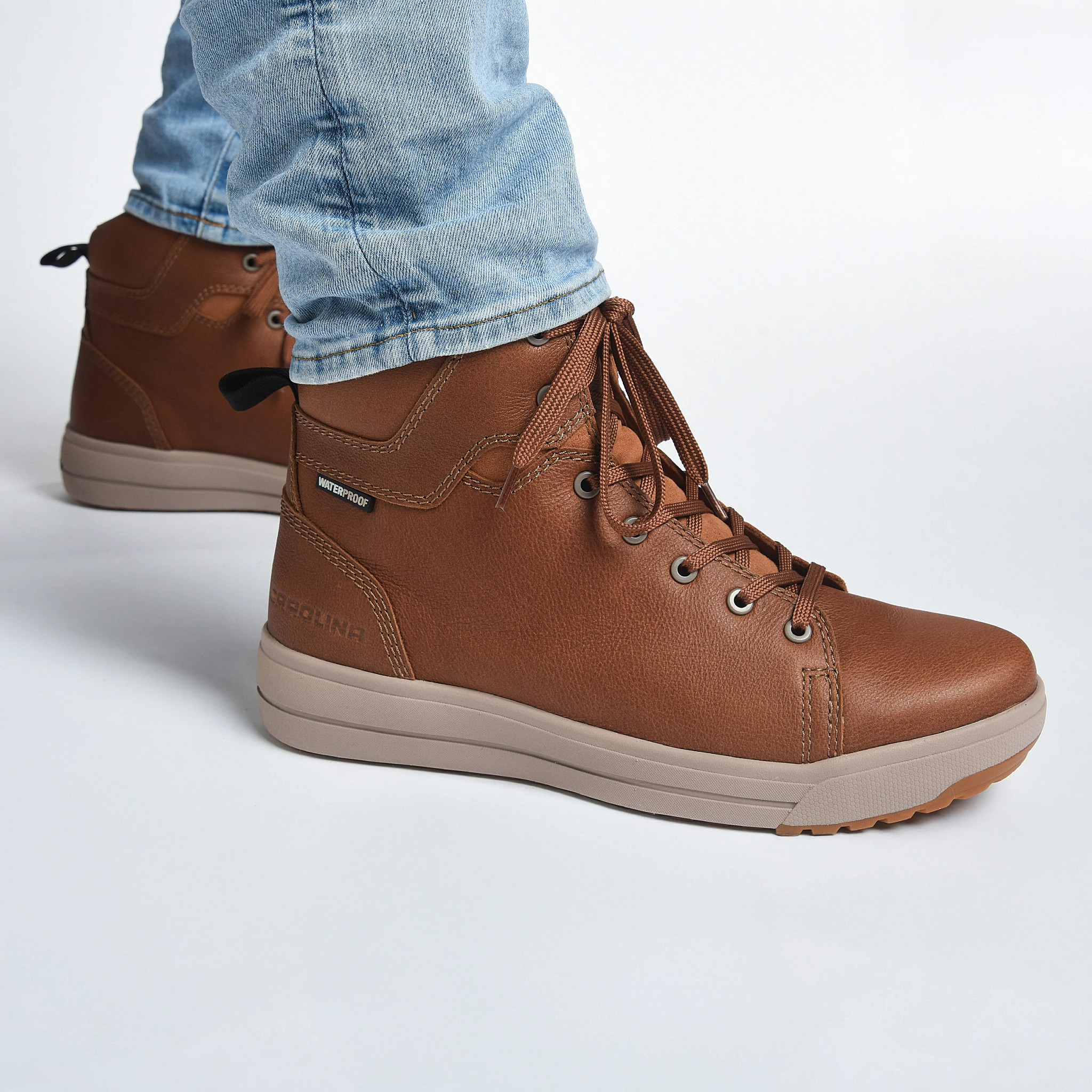 Men's Carolina Workline Waterproof Composite Toe 6 Inch Boot shown on model 