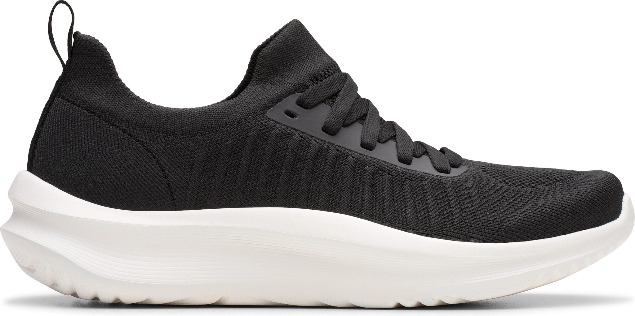 Women's Clarks Cloudsteppers Solevana shown in Black/White (Black)
