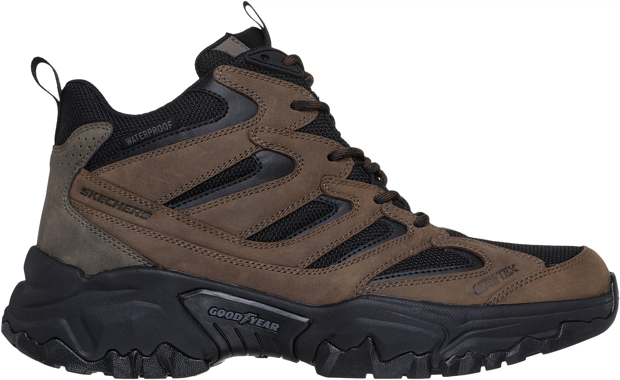 Men's Skechers Waterproof Terraform Emmett Hiker shown in Dark Taupe (Brown)