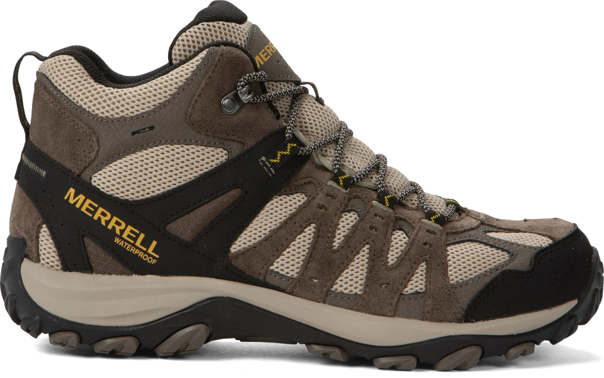 Men's Merrell  Accentor 3 Waterproof Hiker shown in Boulder (Brown)