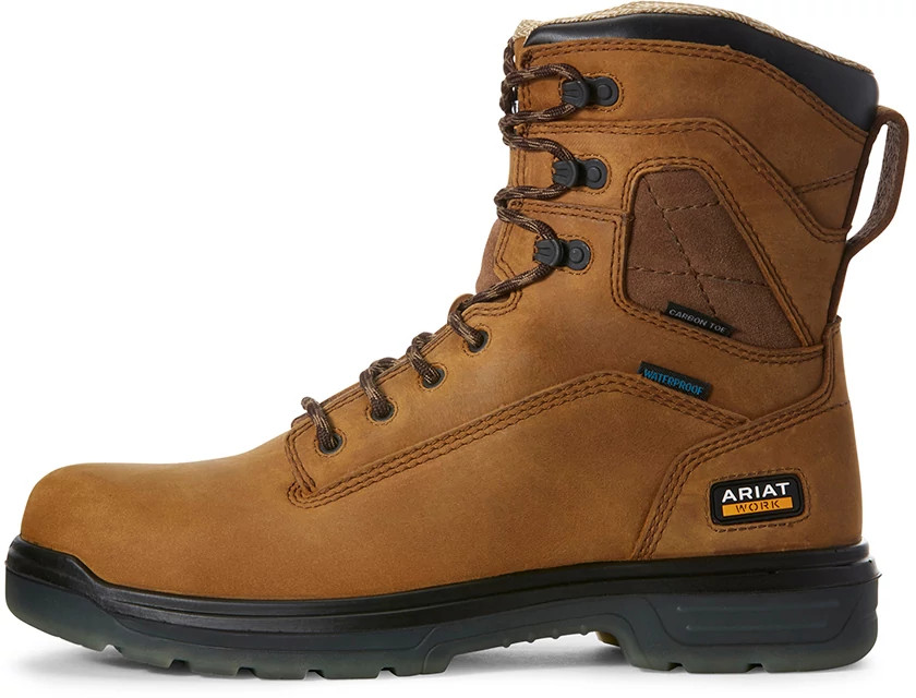Men's Ariat 8 Inch Carbon Composite Toe Waterproof Eh Turbo H2o Da shown in Brown (Brown)