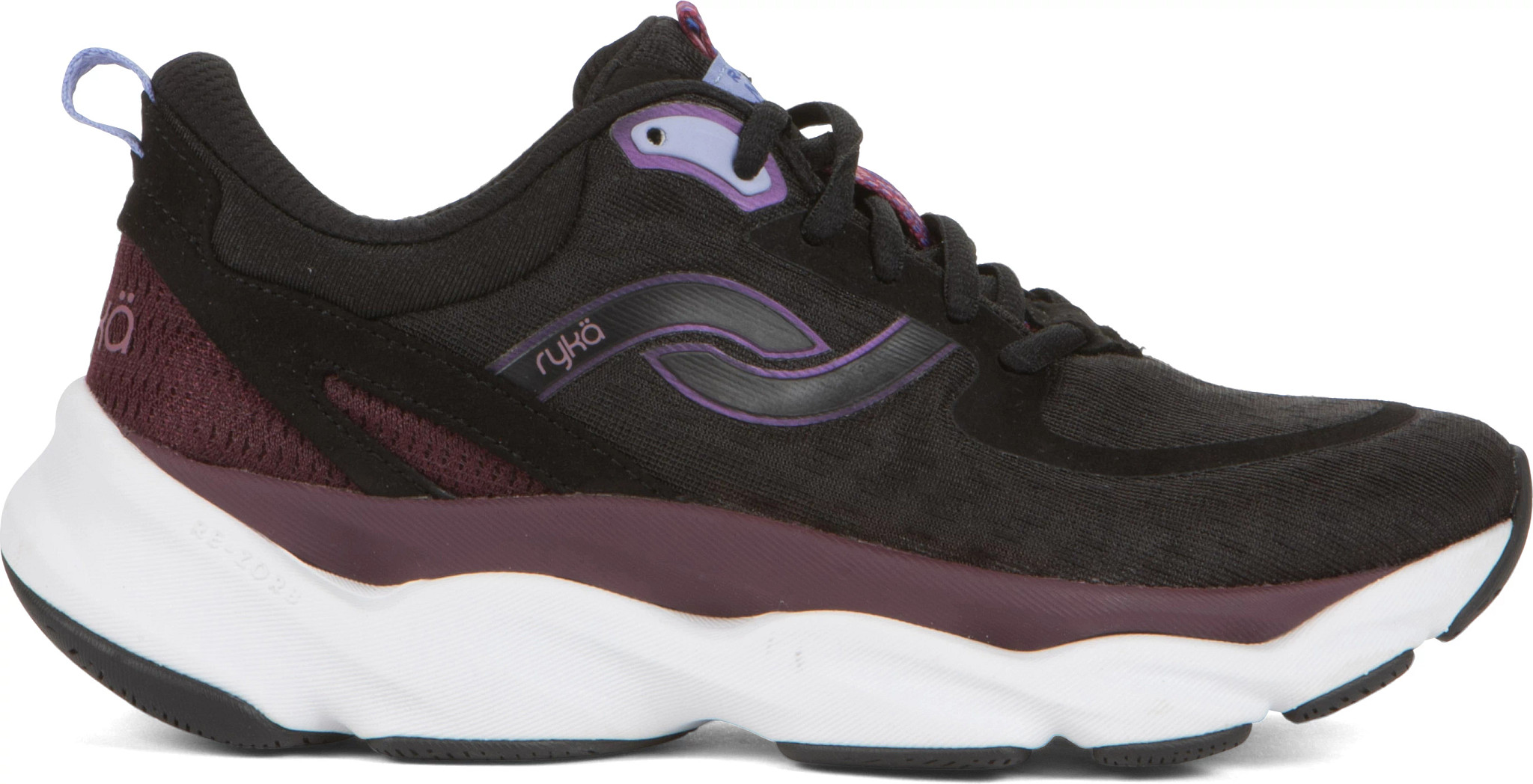 Women's Ryka Rezorb Max Walker shown in Black/Burgundy/Purple (Black)