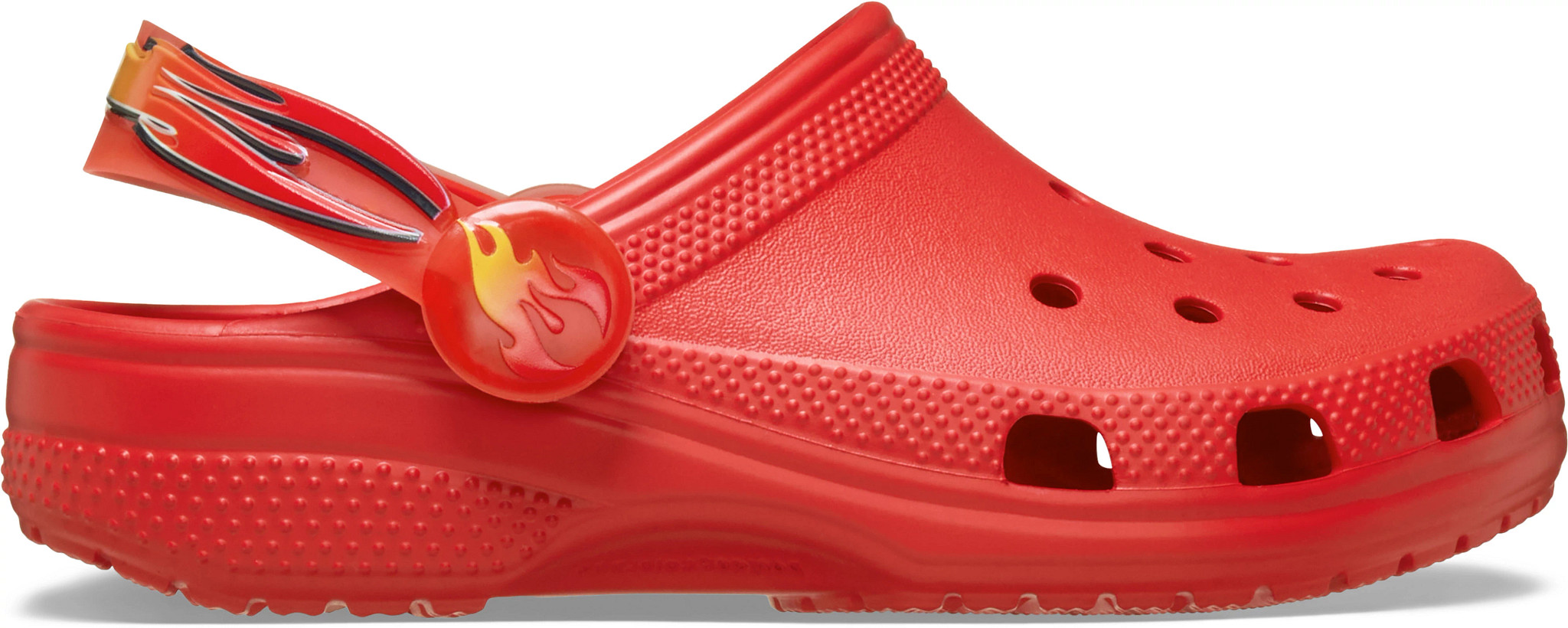 Boy's Classic Metallic Flame Lights Clog shown in Red Flame (Red)