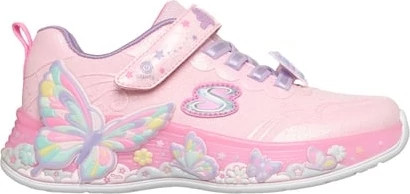 Girl's Skechers Butterfly Bliss shown in Light Pink Sparkle (Pink)