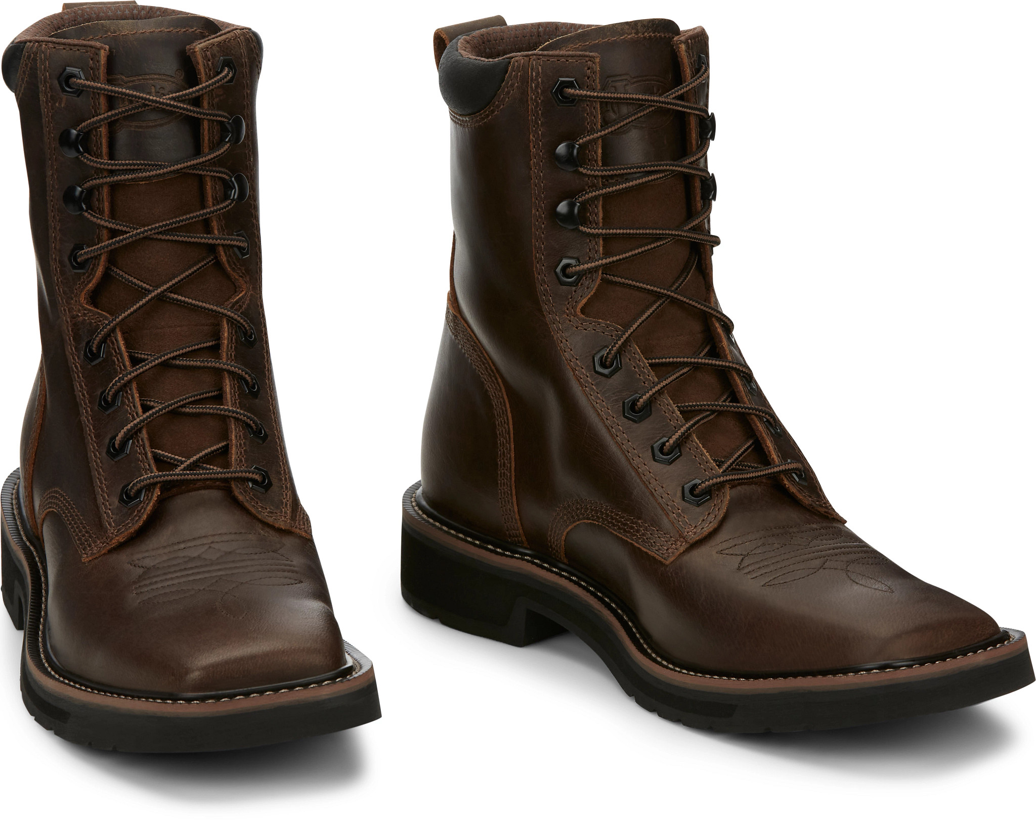 Black justin lace store up work boots