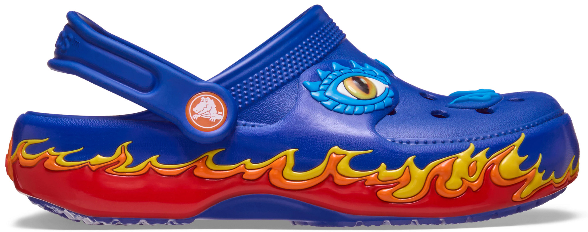 Boy's Crocs Classic Dragon Clog shown in Blue Bolt (Blue)