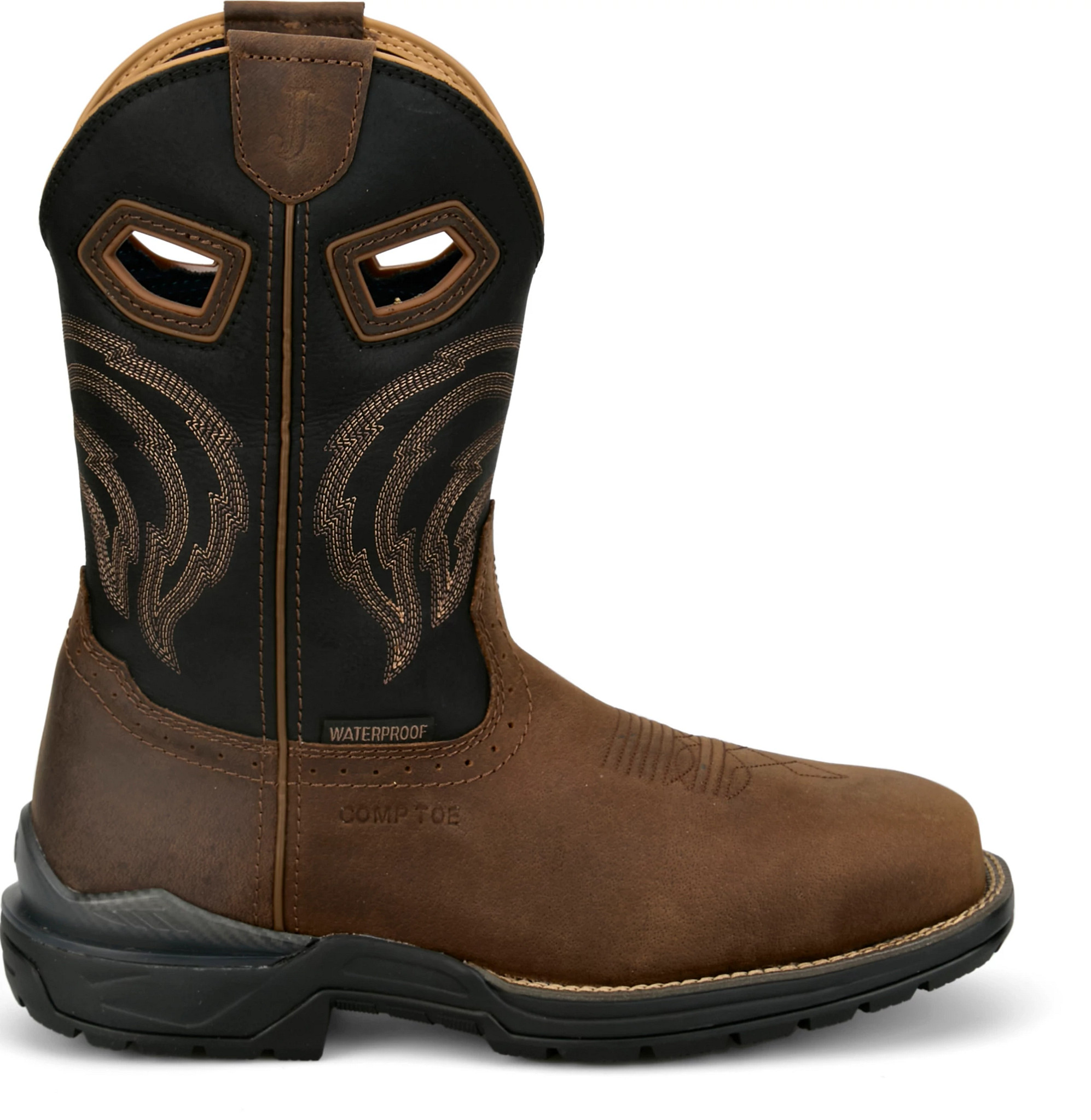 Men's Justin Boots Slickline 11" Waterproof shown in Mocha (Brown)
