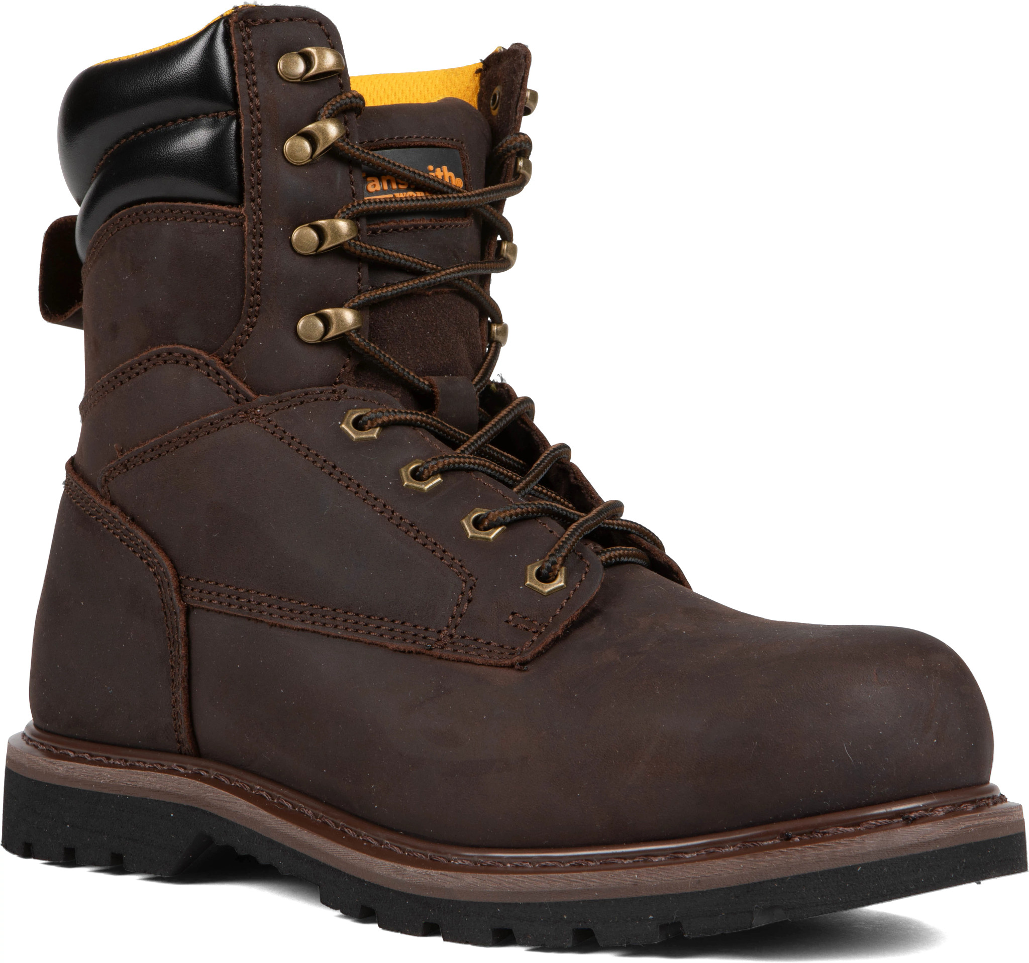 Mens Tan Tansmith Leather Ankle Boots Size 8 Stitch Detailing Lace-Up Tansmith 8 Inch Work Boot | Super Shoes main image 2