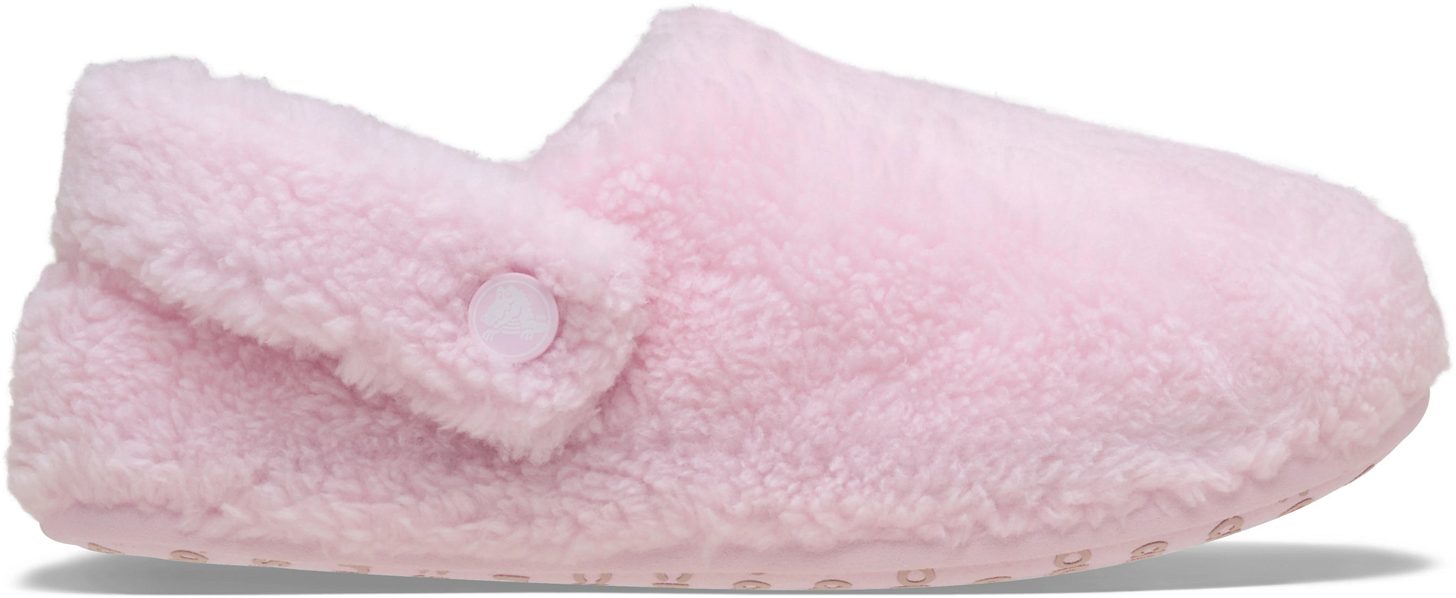 Women's Crocs Classic Cozzzy Clog Slipper shown in Pink Milk (Pink)